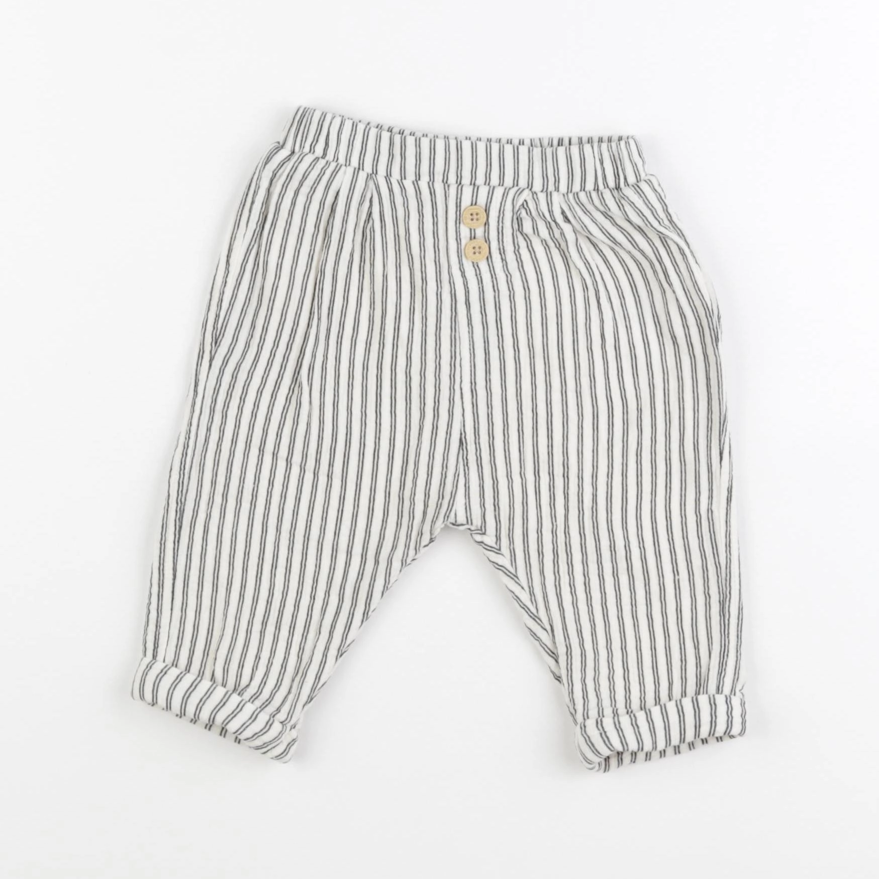 Vertbaudet - pantalon doublé bleu, blanc - 9 mois