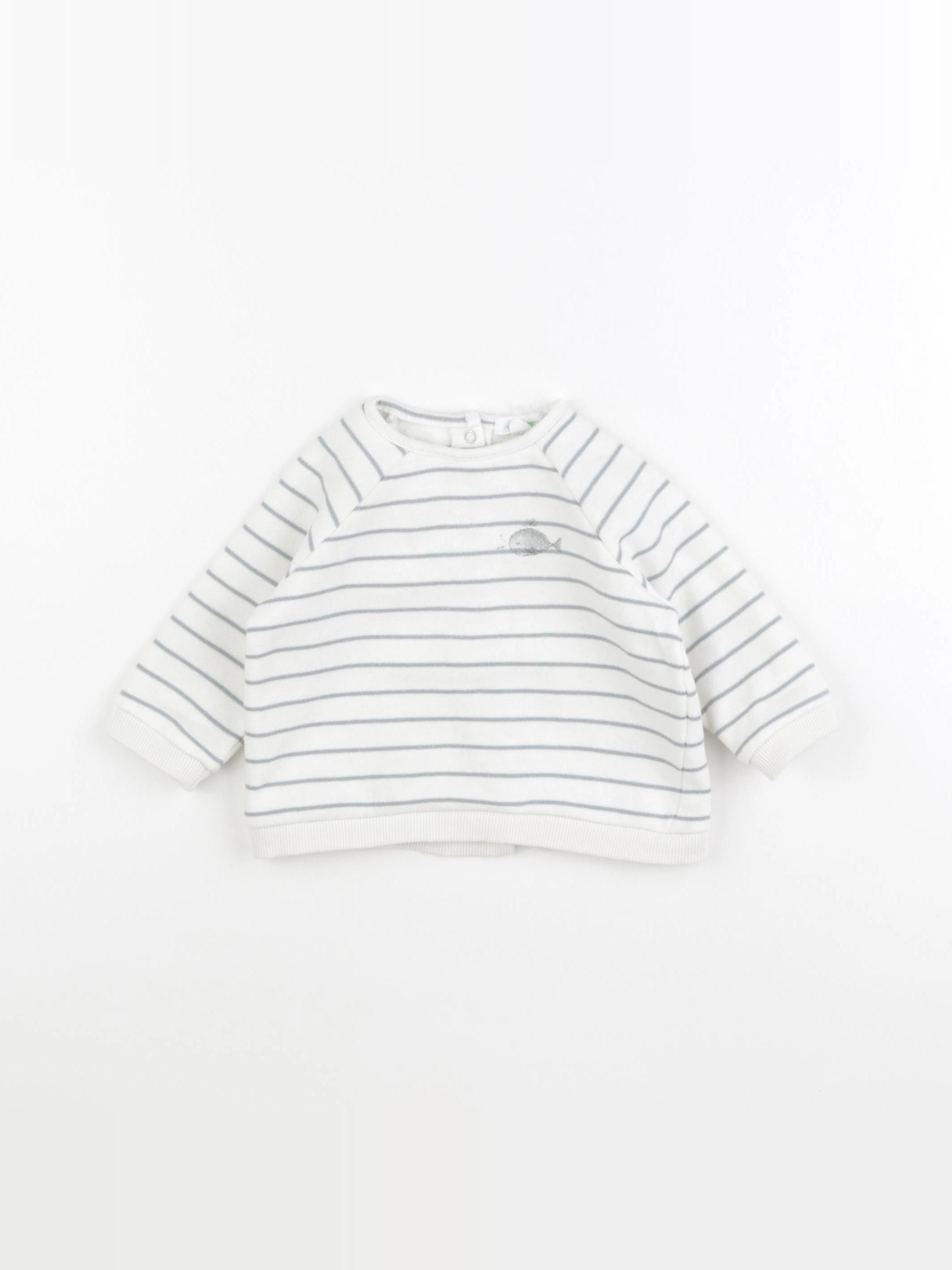 Vertbaudet - sweat blanc, vert - 9 mois