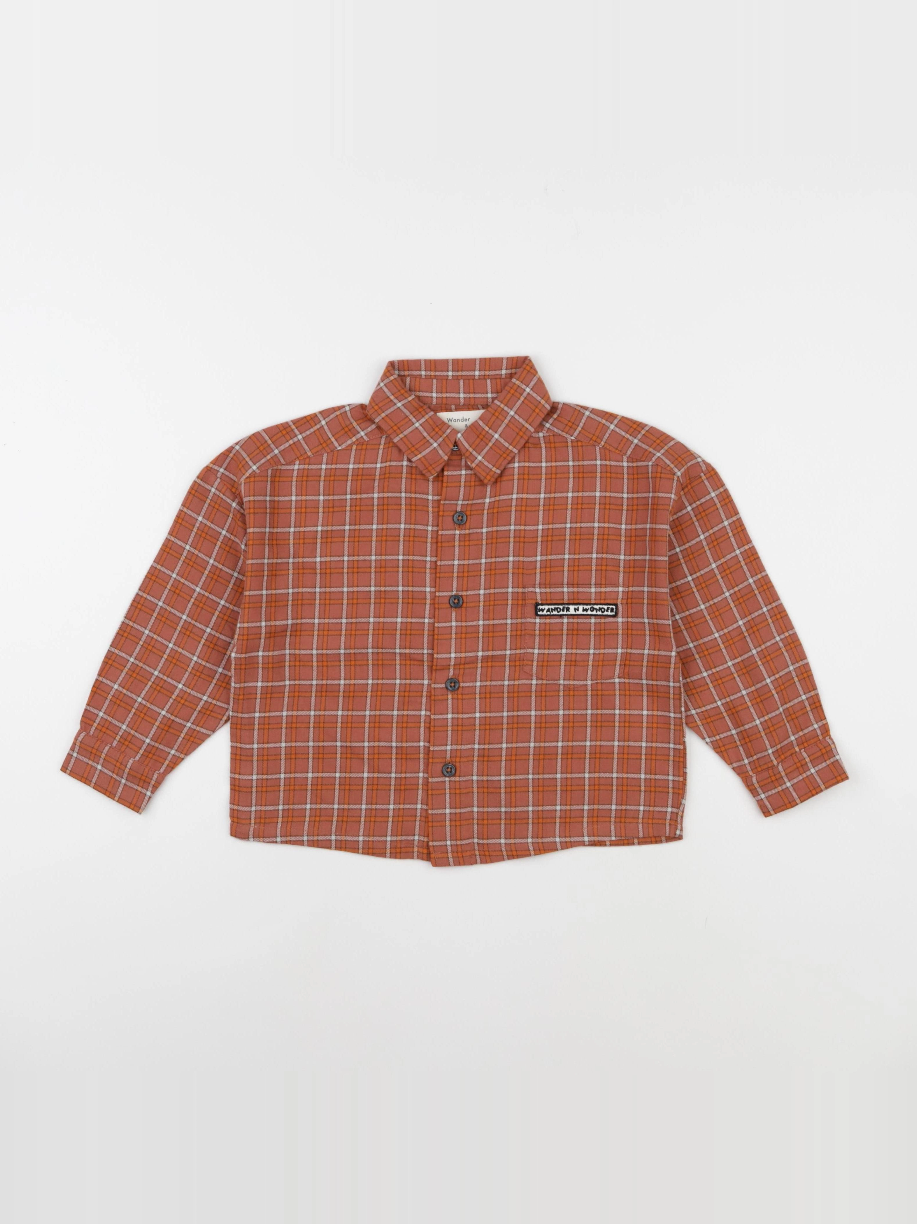 Wander & Wonder - Chemise carreaux orange - 7/8 ans