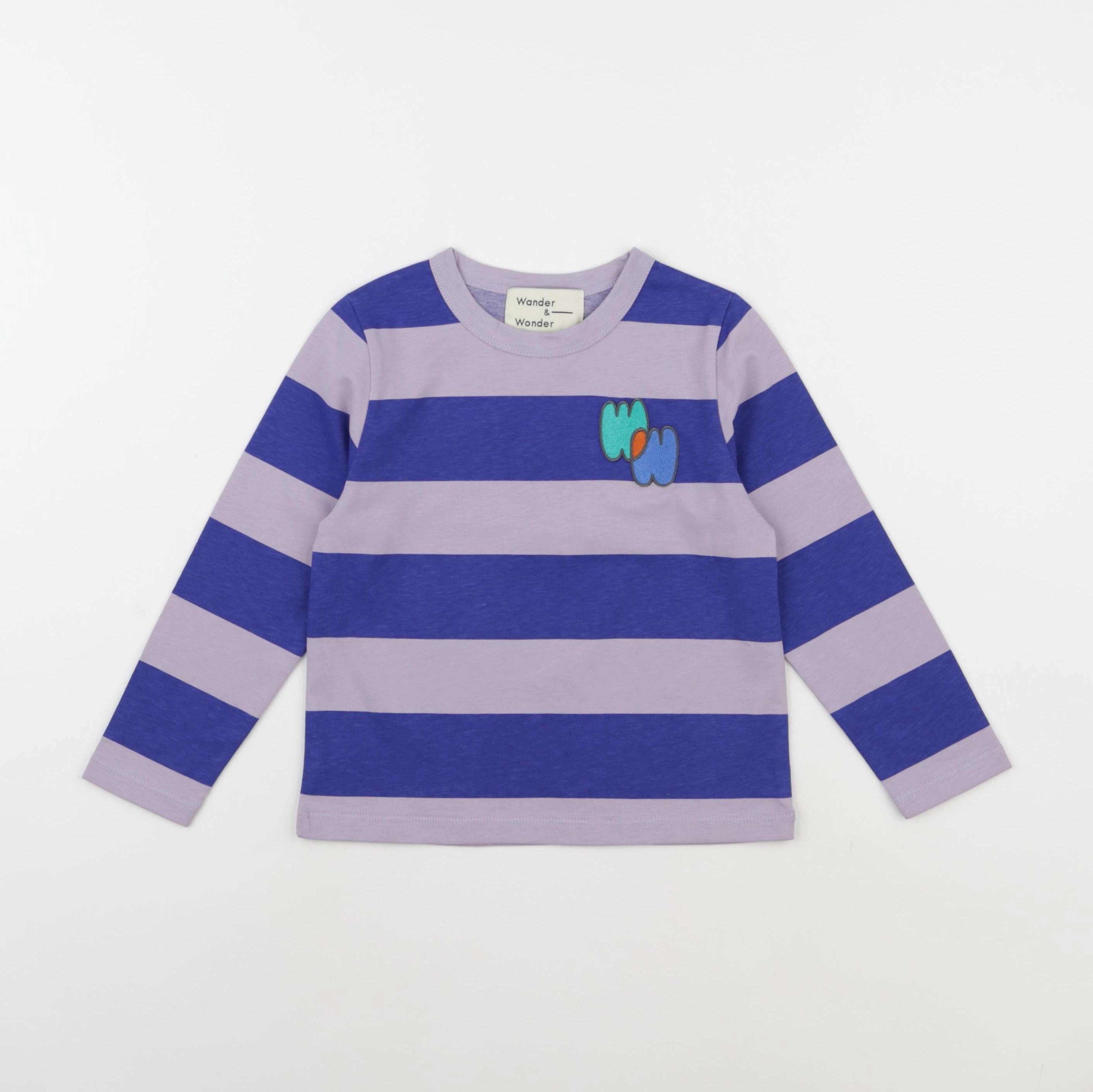 Wander & Wonder - Tee-shirt rayé violet - 1/2 ans