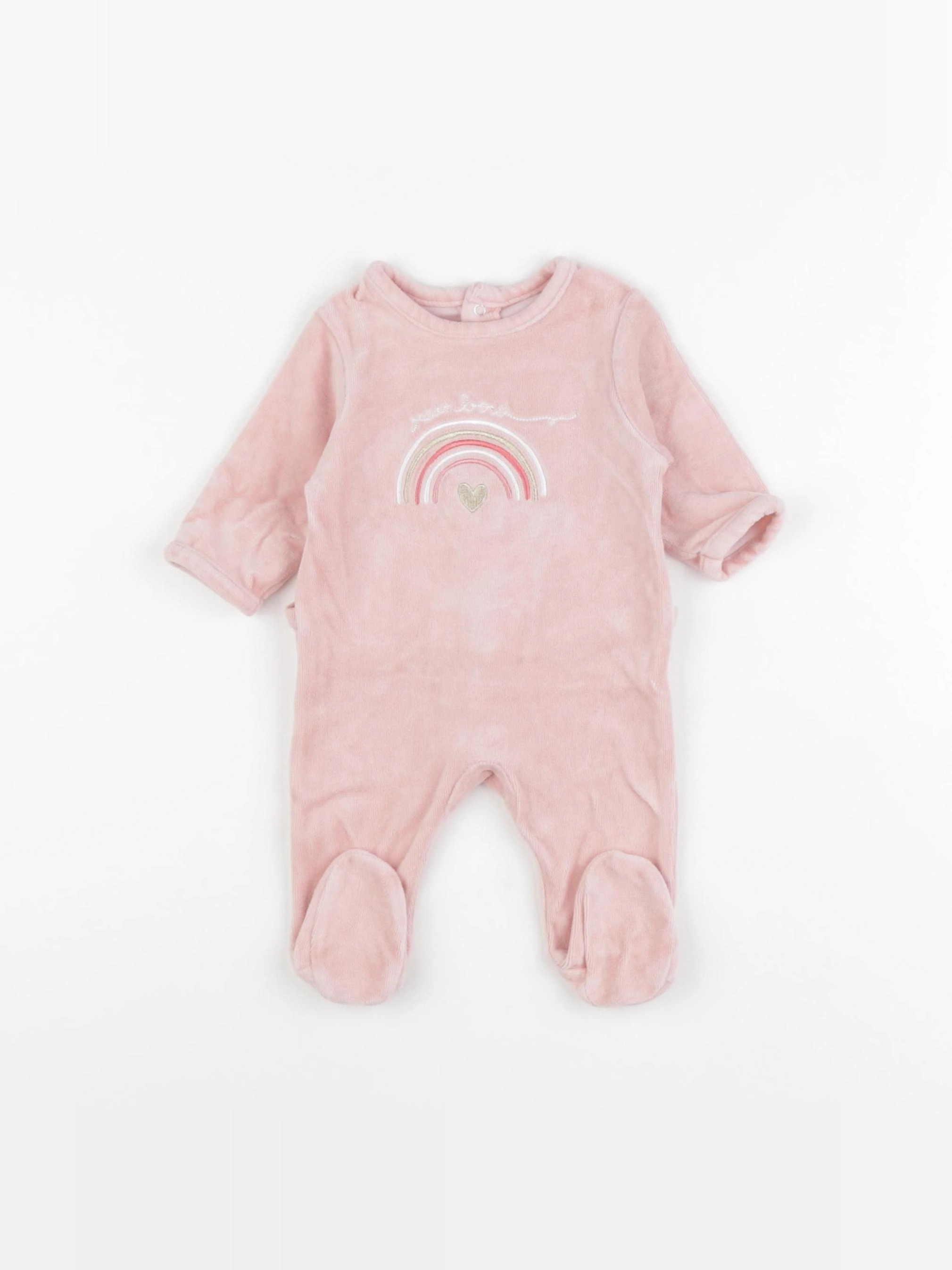 Vertbaudet - pyjama velours rose - 1 mois