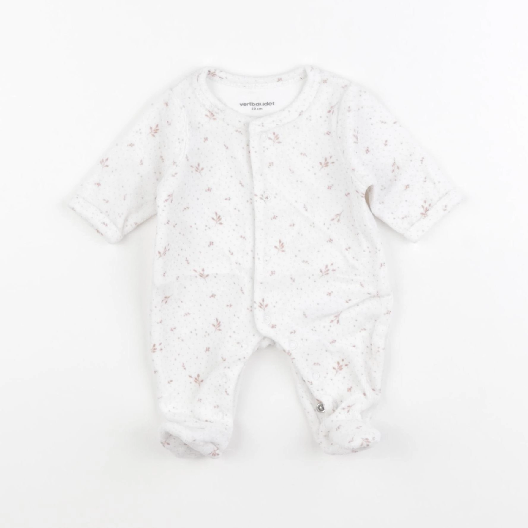 Vertbaudet - pyjama velours blanc - 0 mois