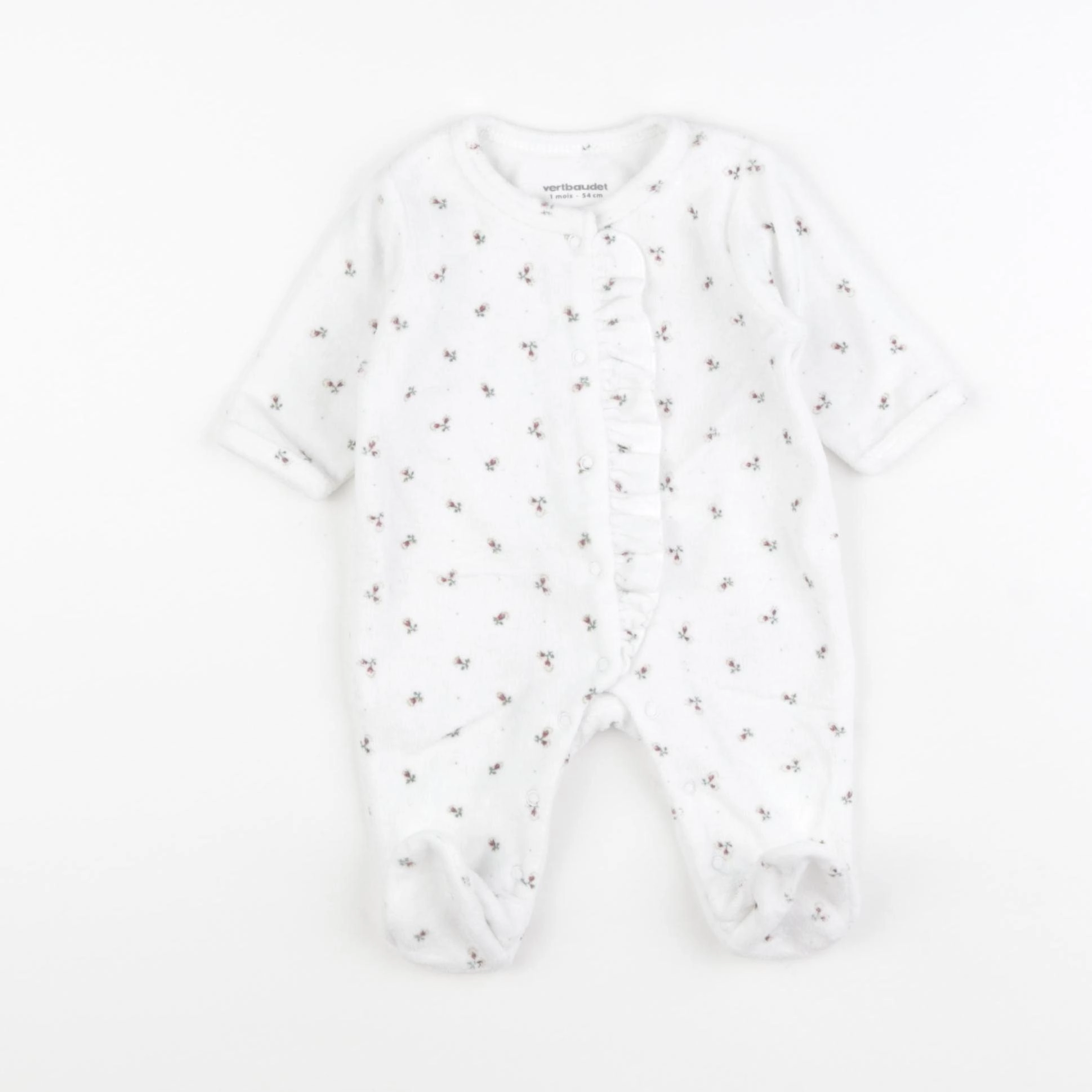 Vertbaudet - pyjama velours blanc - 1 mois