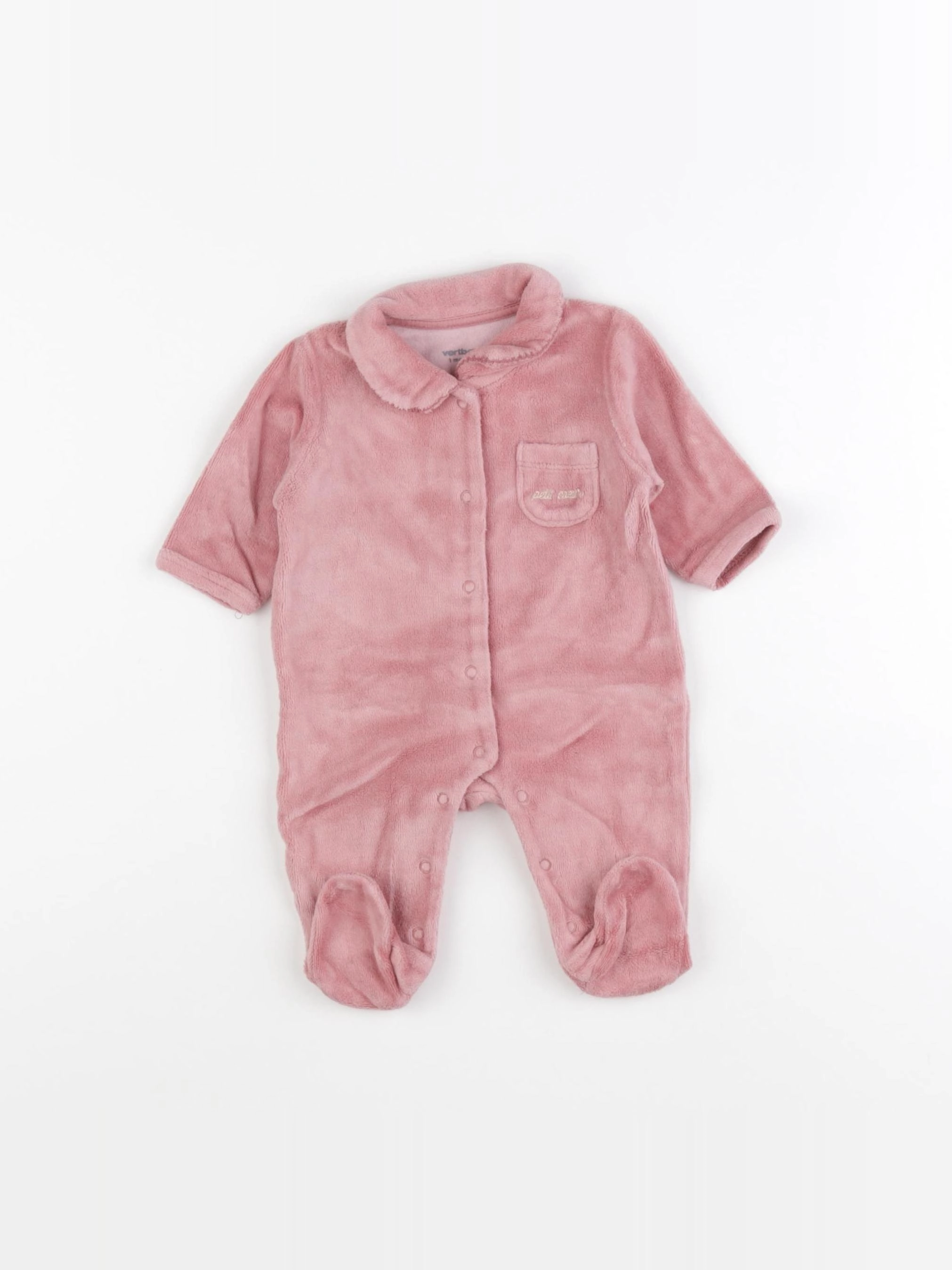 Vertbaudet - pyjama velours rose - 1 mois