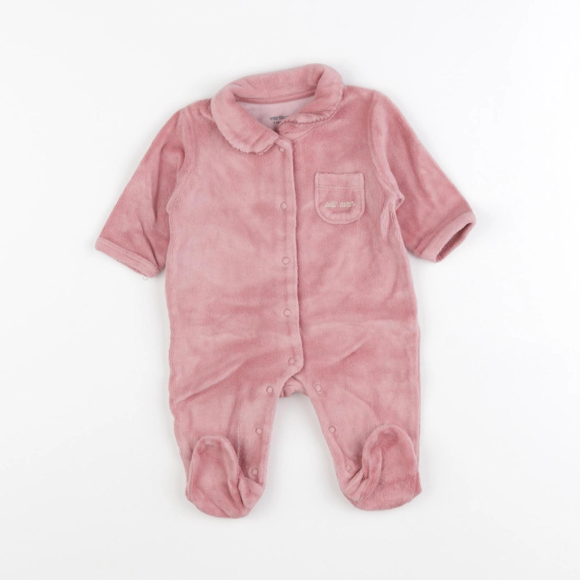 Vertbaudet - pyjama velours rose - 1 mois