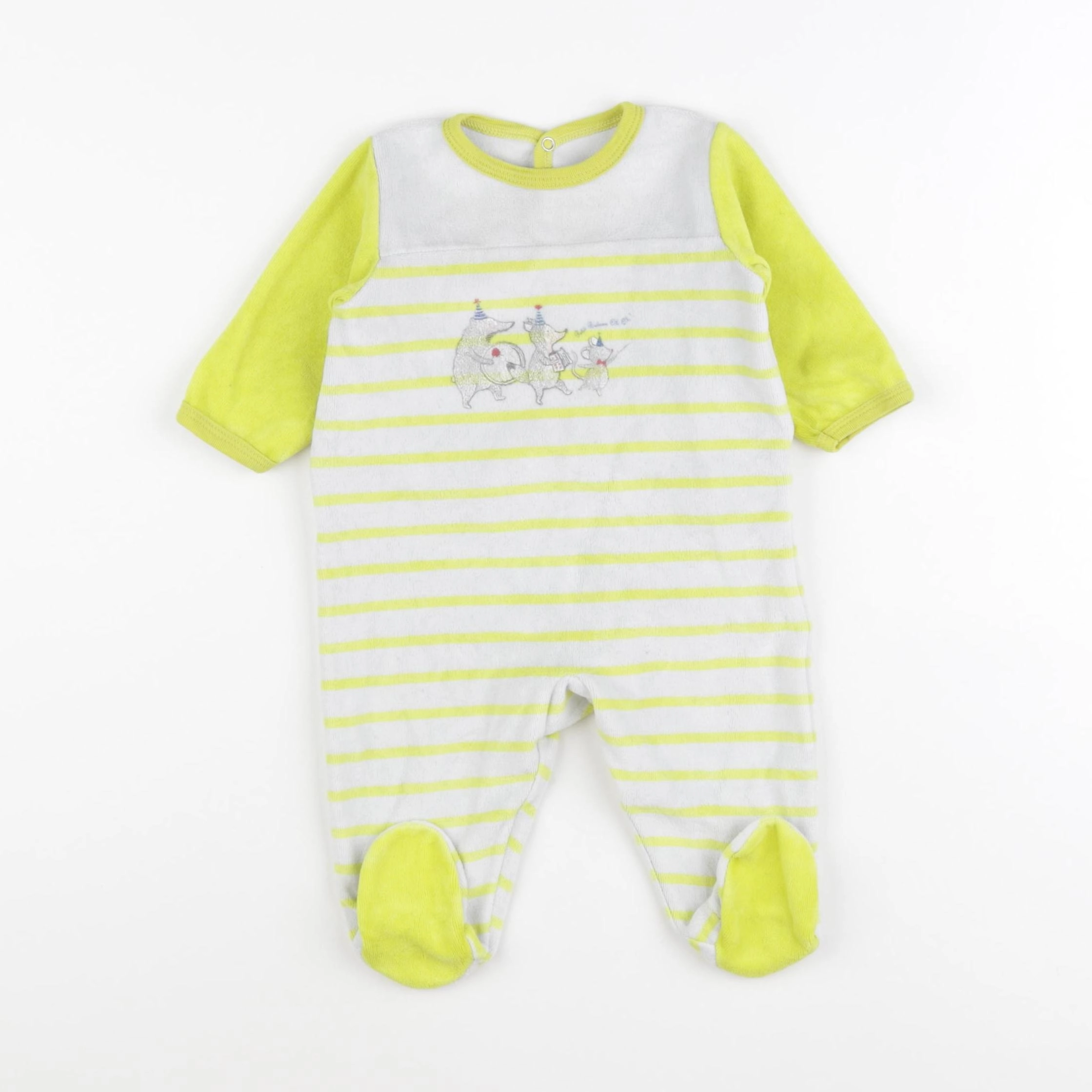 Petit Bateau - pyjama velours jaune - 6 mois