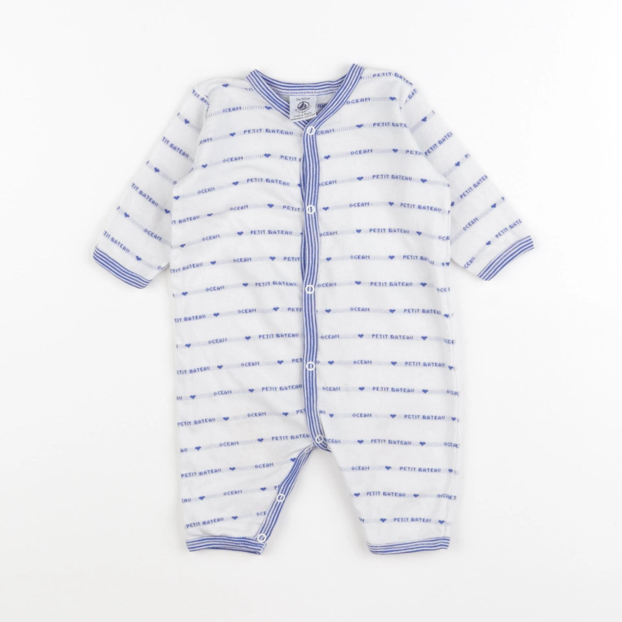 Petit Bateau - pyjama coton bleu - 3 mois