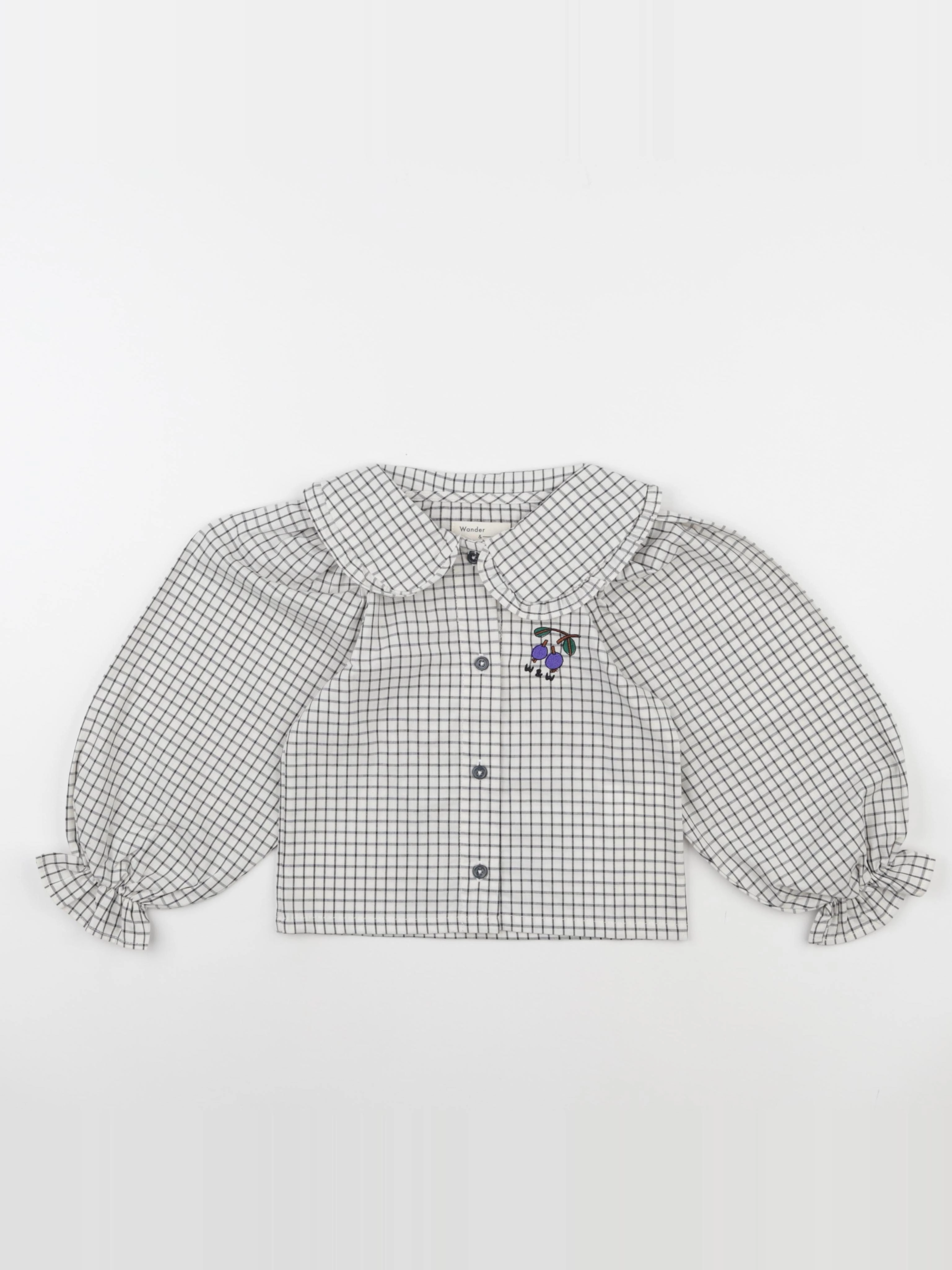 Wander & Wonder - Blouse Peter Pan carreaux écru - 9/10 ans