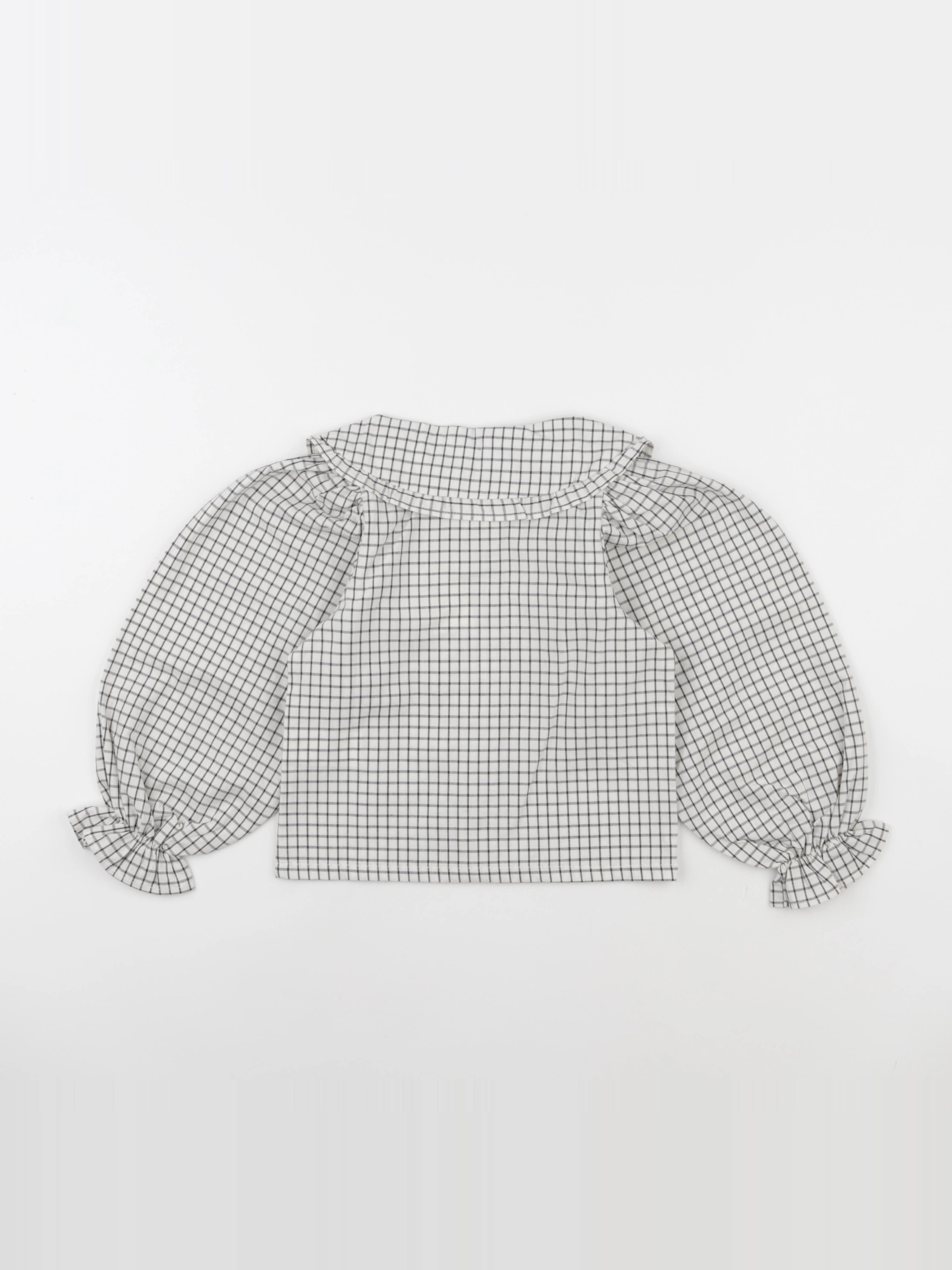 Wander & Wonder - Blouse Peter Pan carreaux écru - 9/10 ans