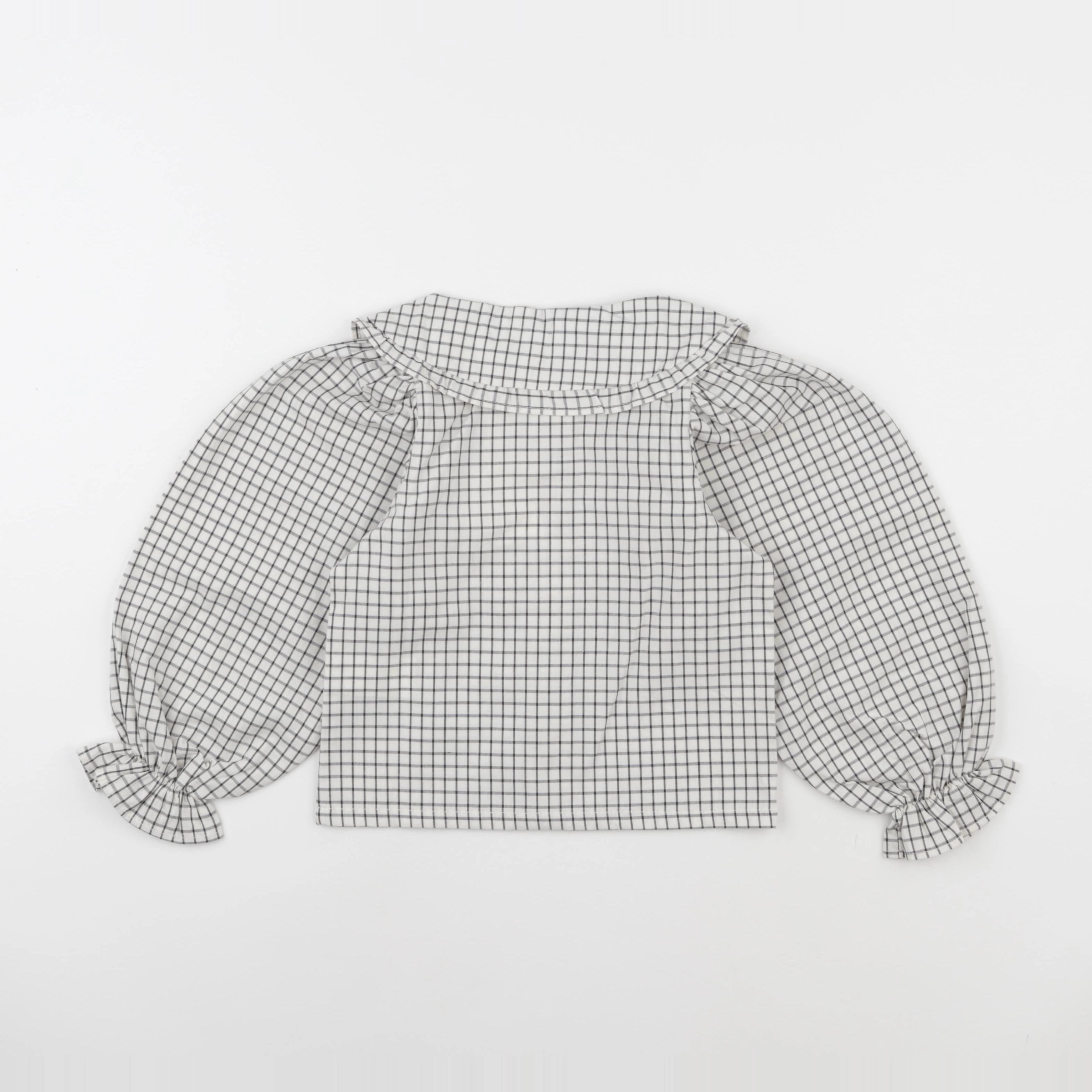 Wander & Wonder - Blouse Peter Pan carreaux écru - 5/6 ans