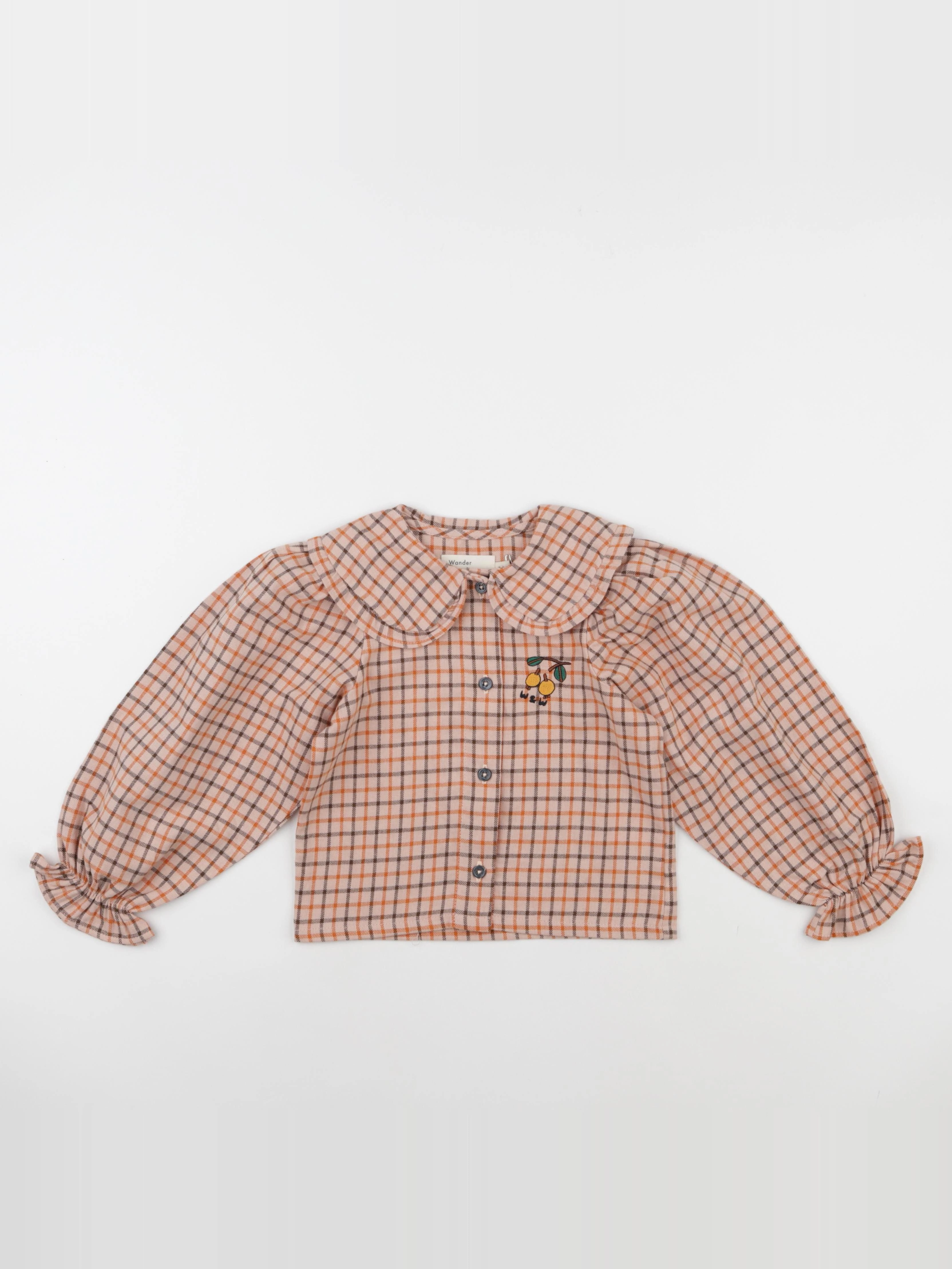 Wander & Wonder - Blouse Peter Pan carreaux rose - 7/8 ans