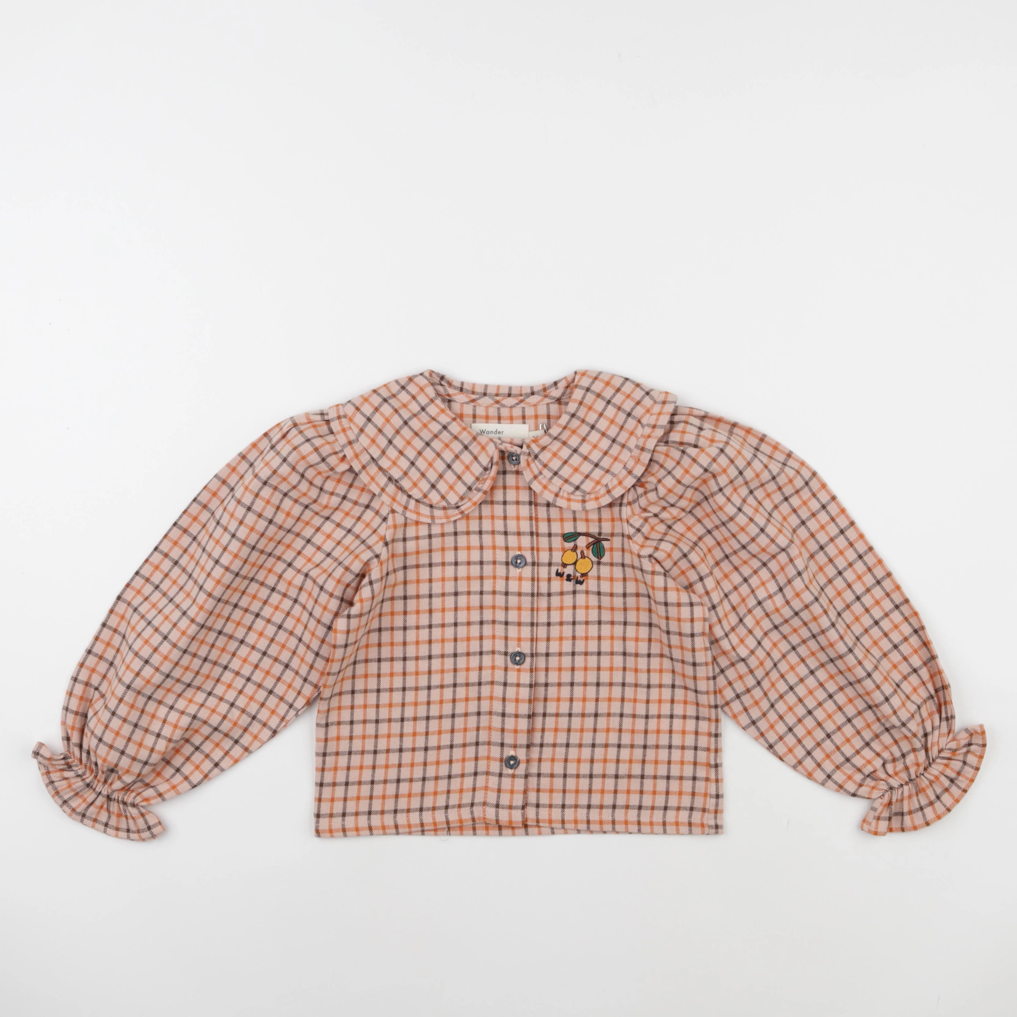 Wander & Wonder - Blouse Peter Pan carreaux rose - 3/4 ans