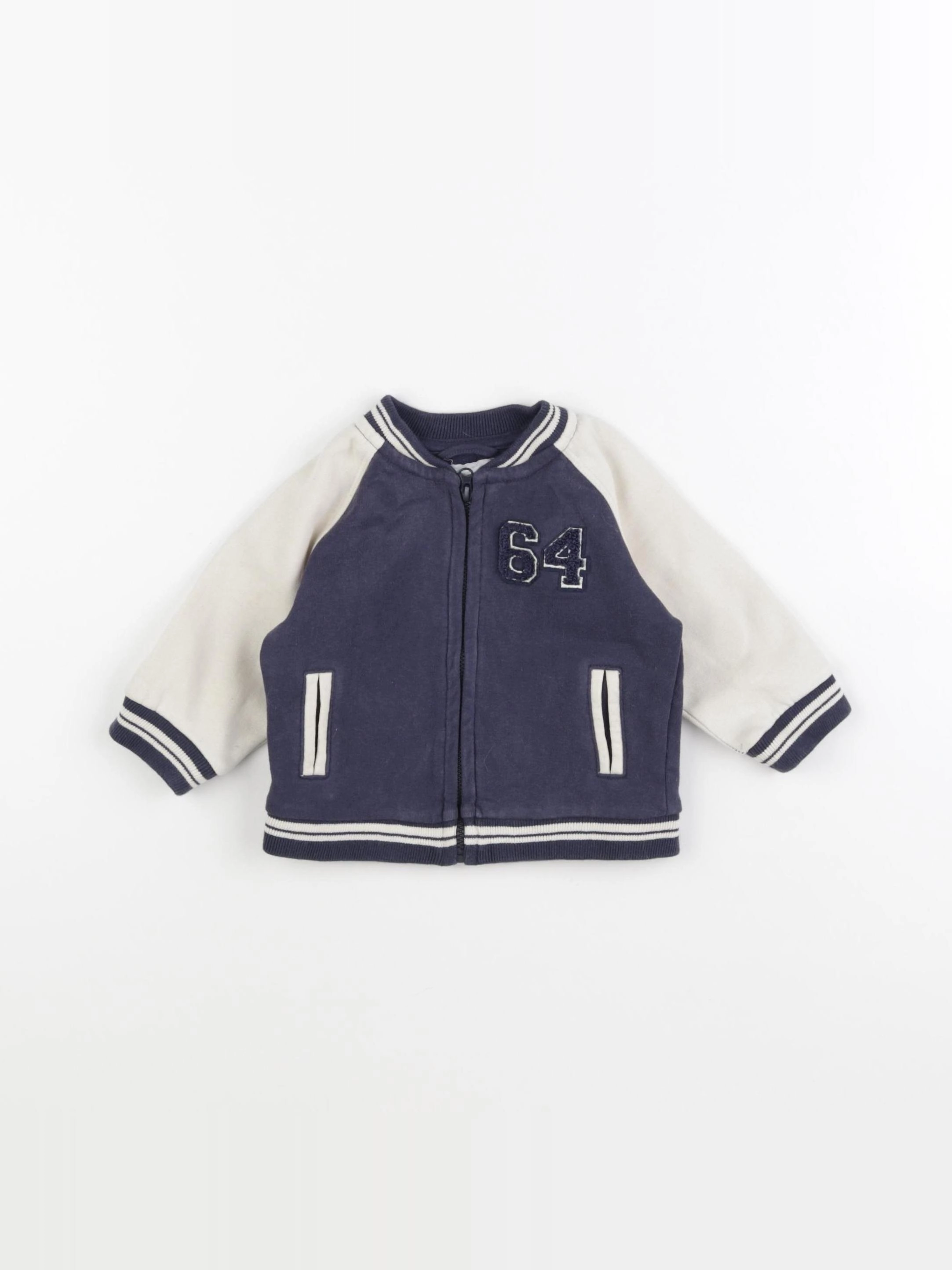 Vertbaudet - sweat bleu, blanc - 6 mois