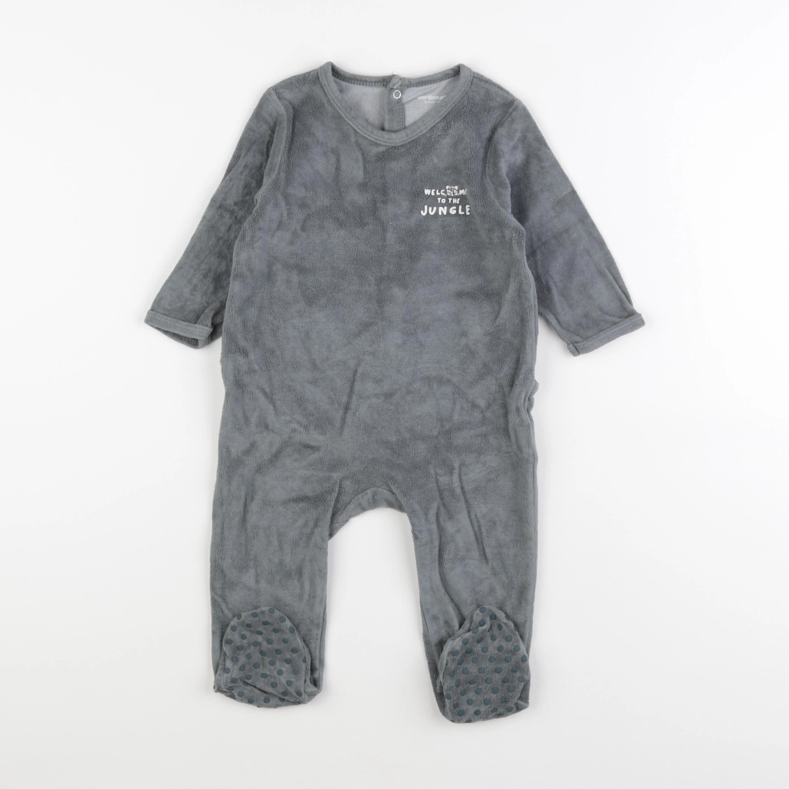Vertbaudet - pyjama velours vert - 12 mois