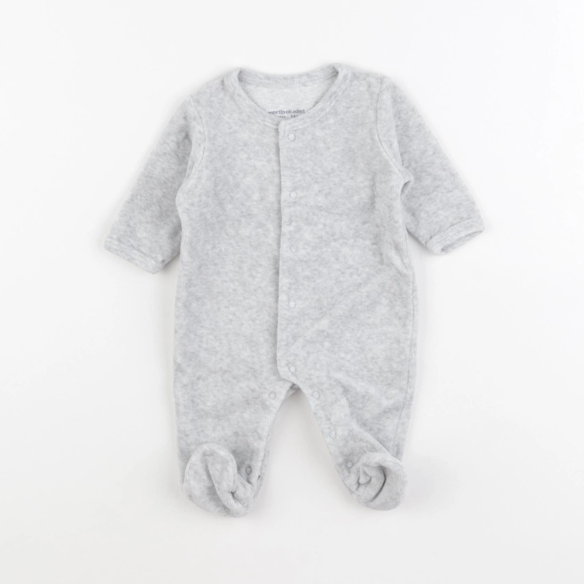 Vertbaudet - pyjama velours gris - 1 mois