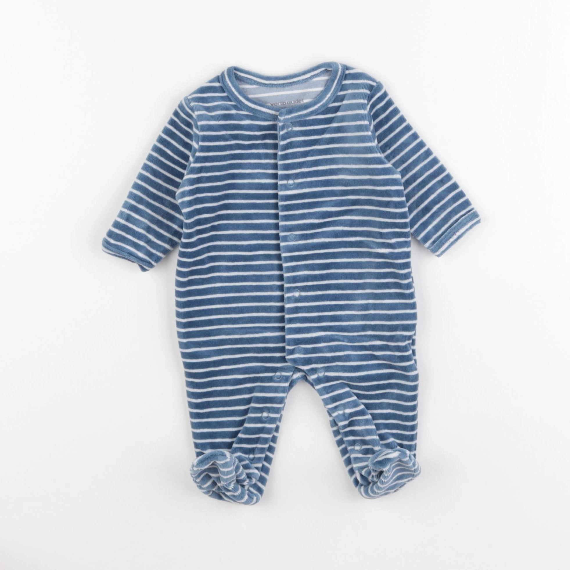 Vertbaudet - pyjama velours bleu - 1 mois