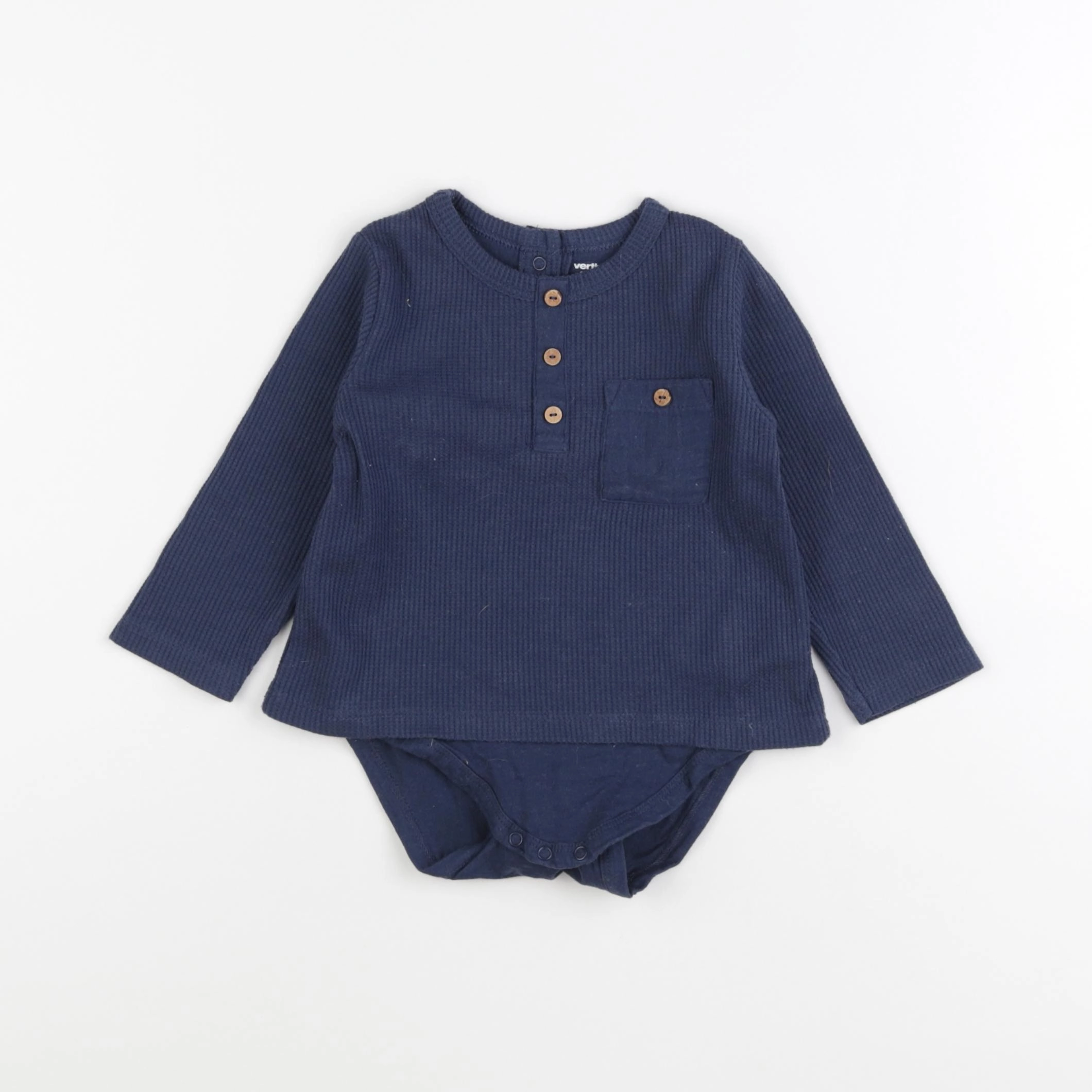 Vertbaudet - body tee-shirt bleu - 12 mois