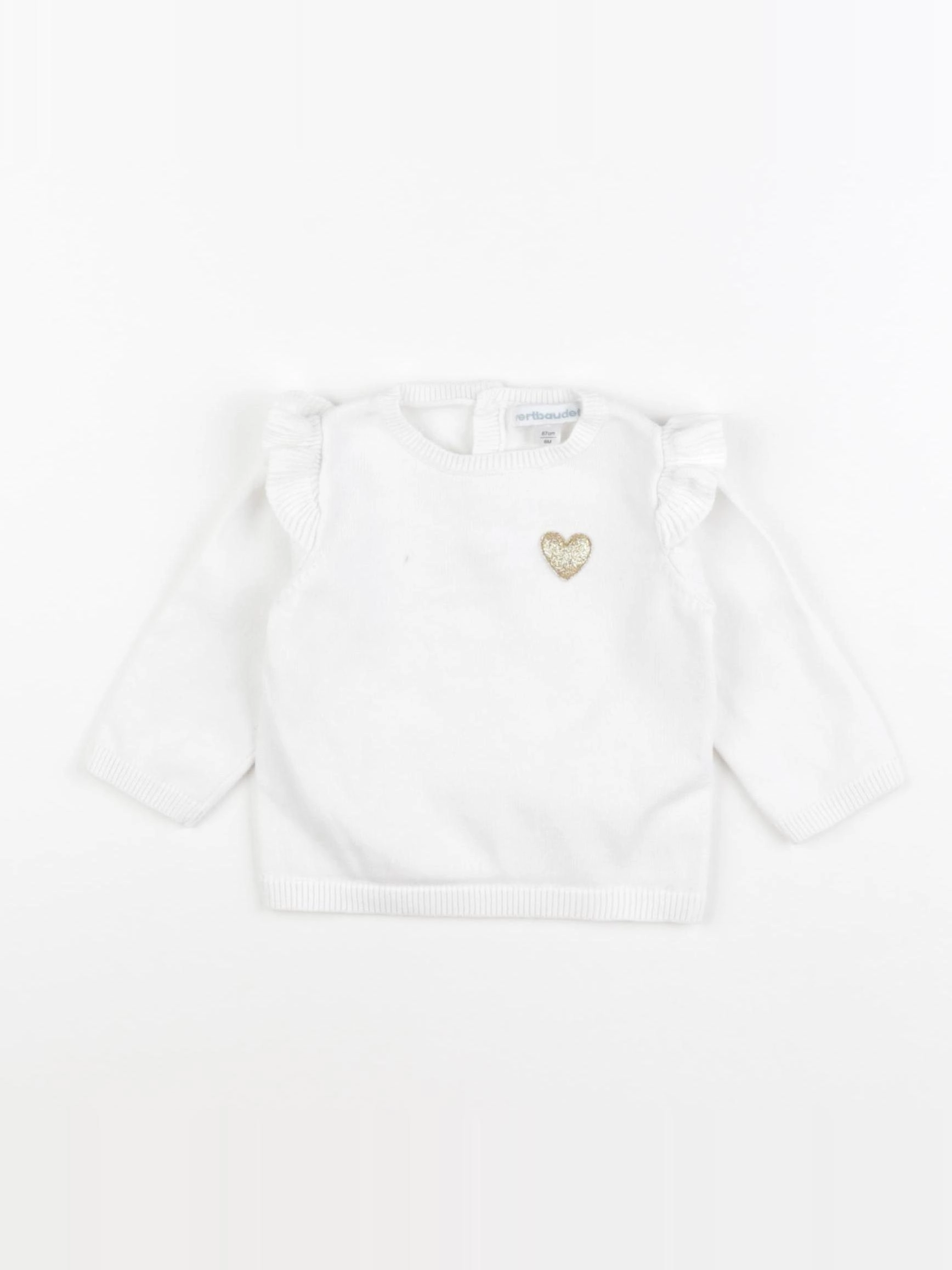 Vertbaudet - pull blanc - 6 mois