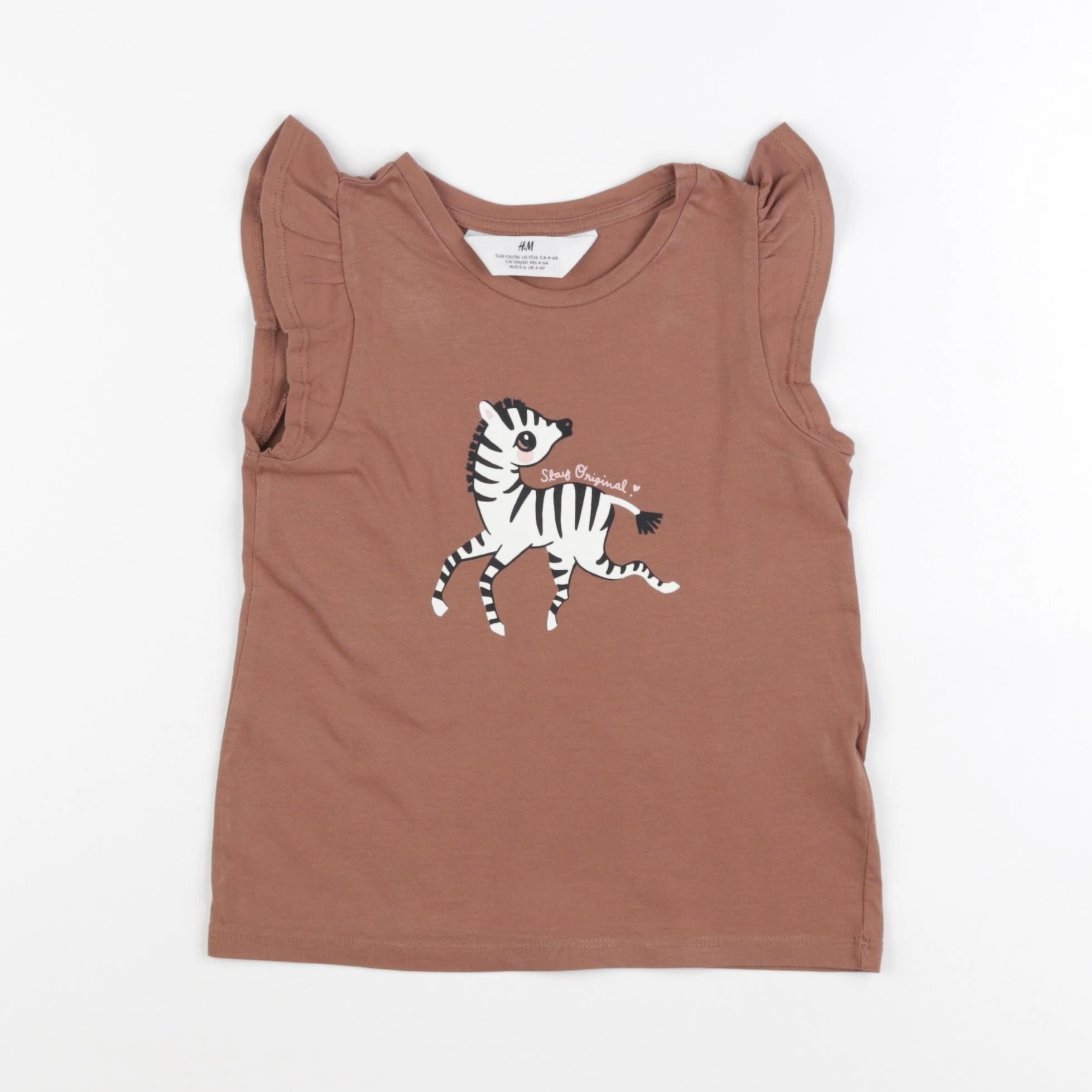 H&M - tee-shirt marron - 4/6 ans