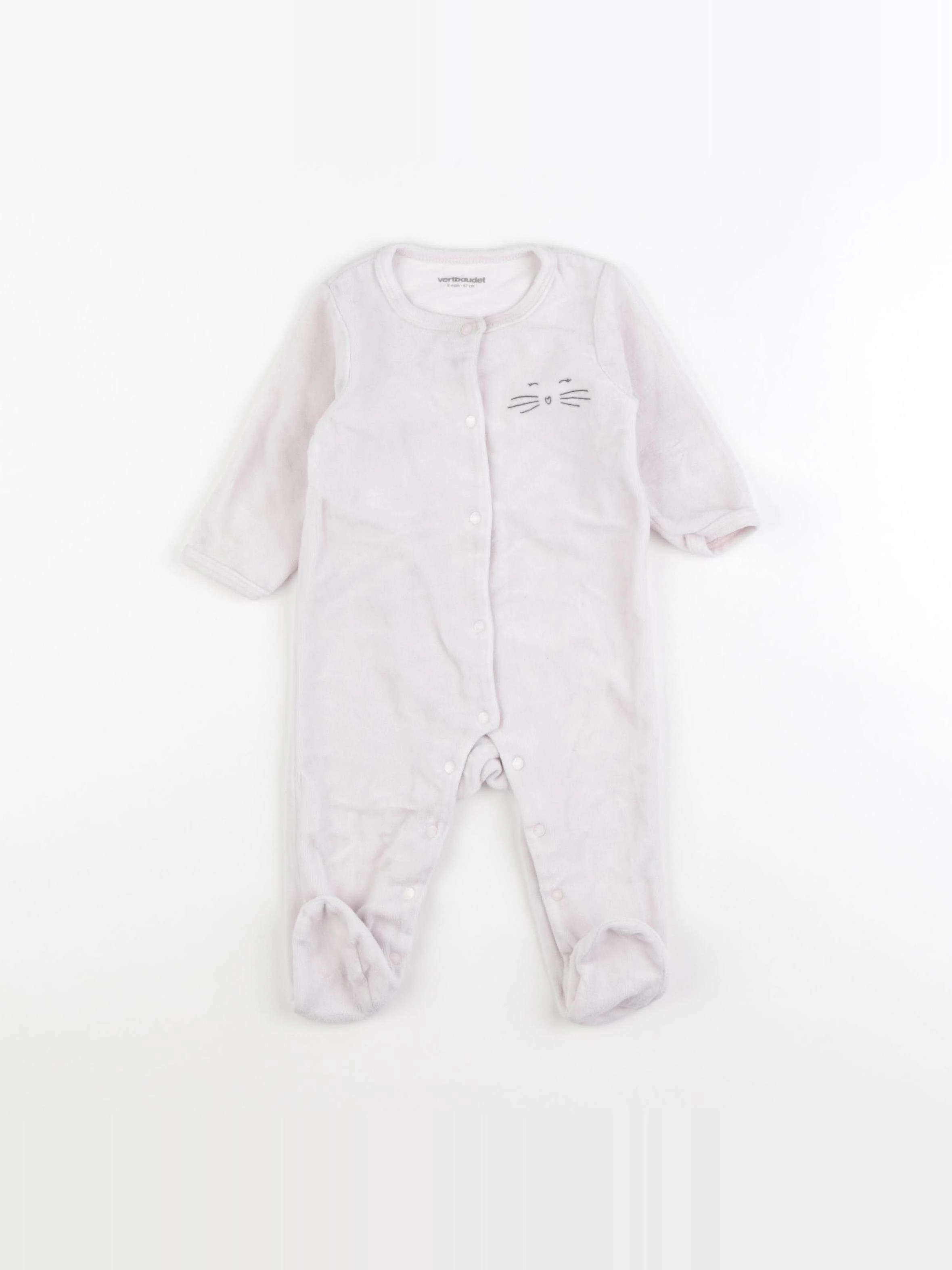 Vertbaudet - pyjama velours rose - 6 mois