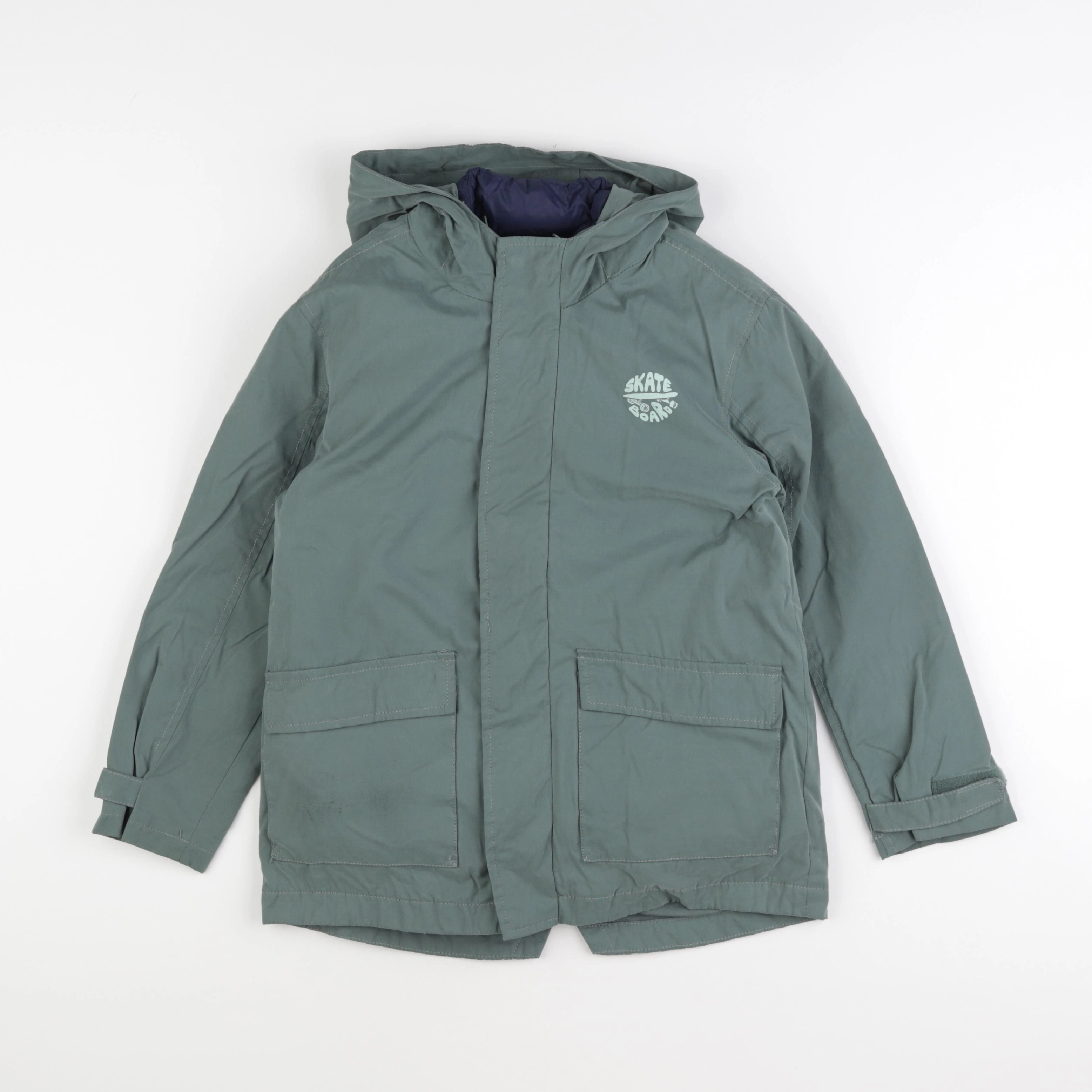 Vertbaudet - manteau doublure amovible vert - 9 ans