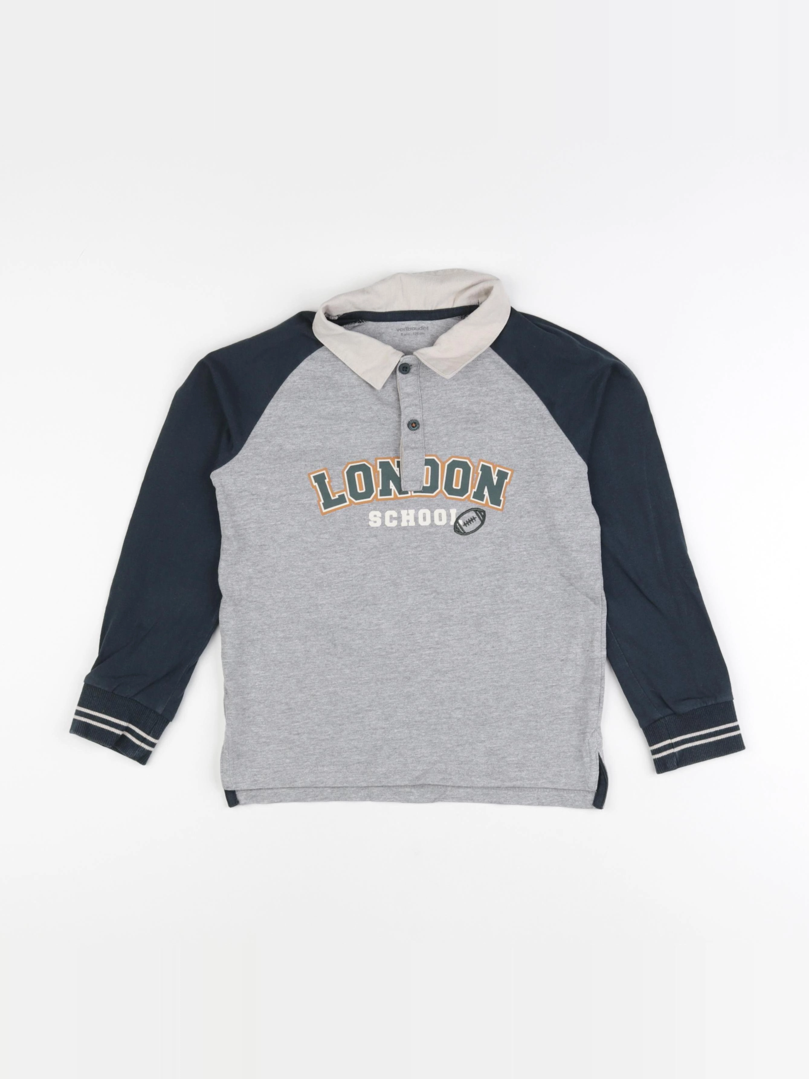Vertbaudet - polo gris - 8 ans