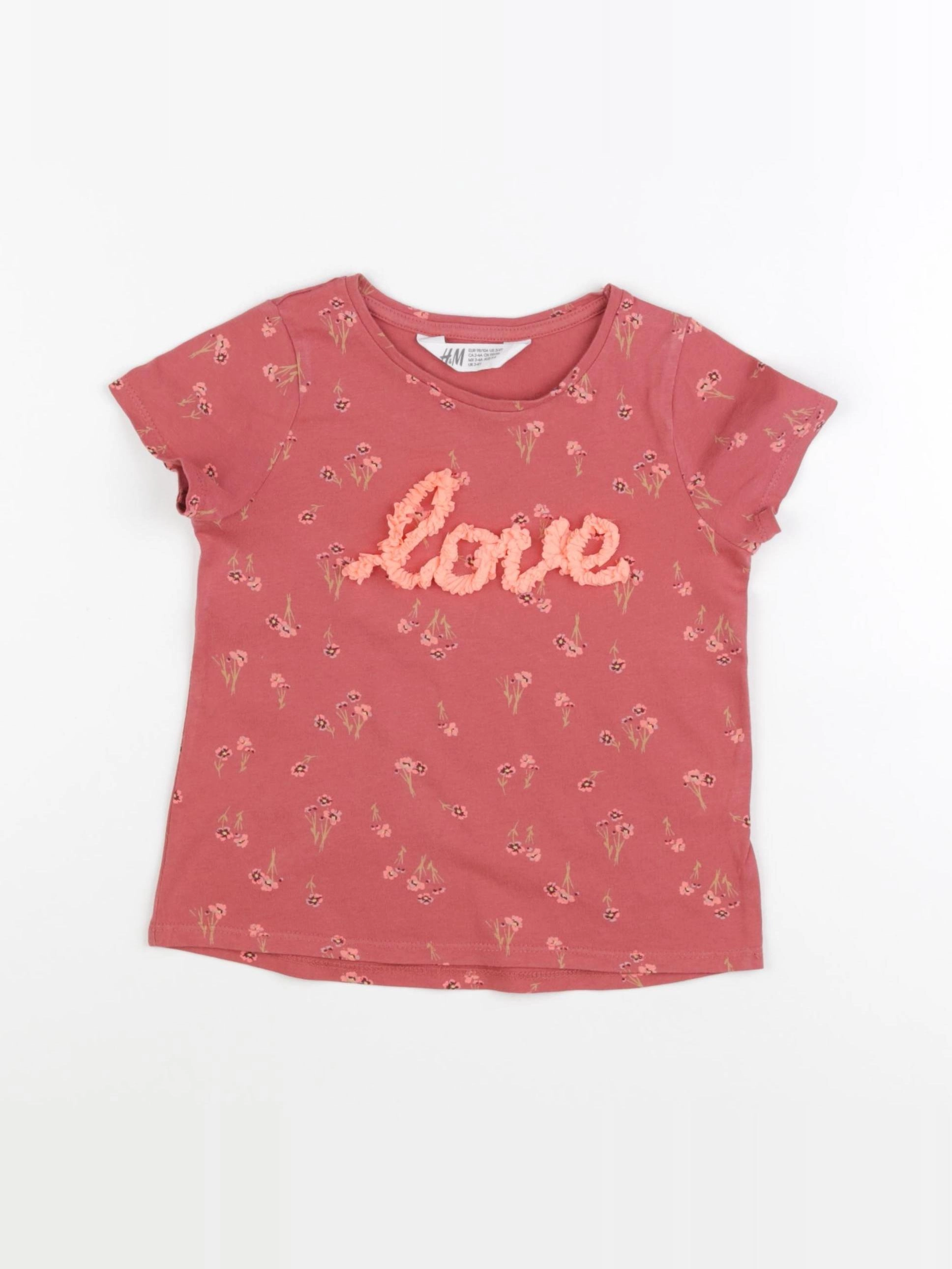 H&M - tee-shirt rose - 2/4 ans