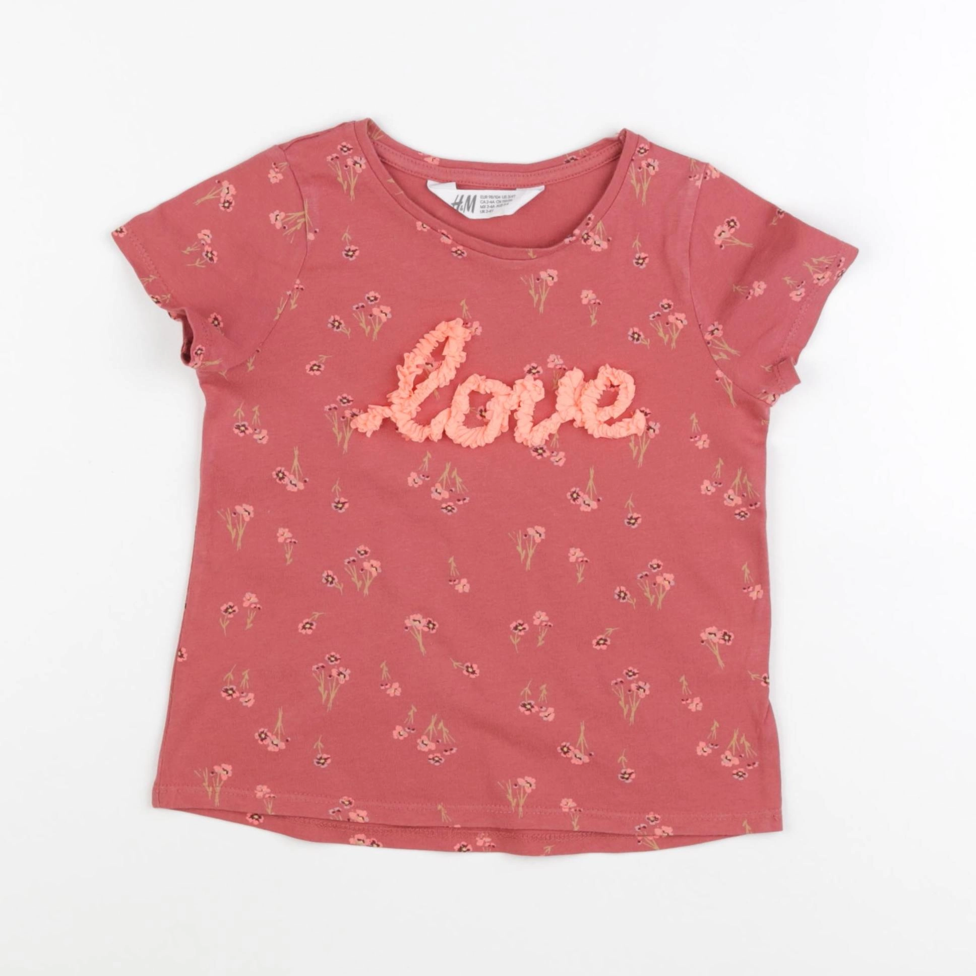 H&M - tee-shirt rose - 2/4 ans
