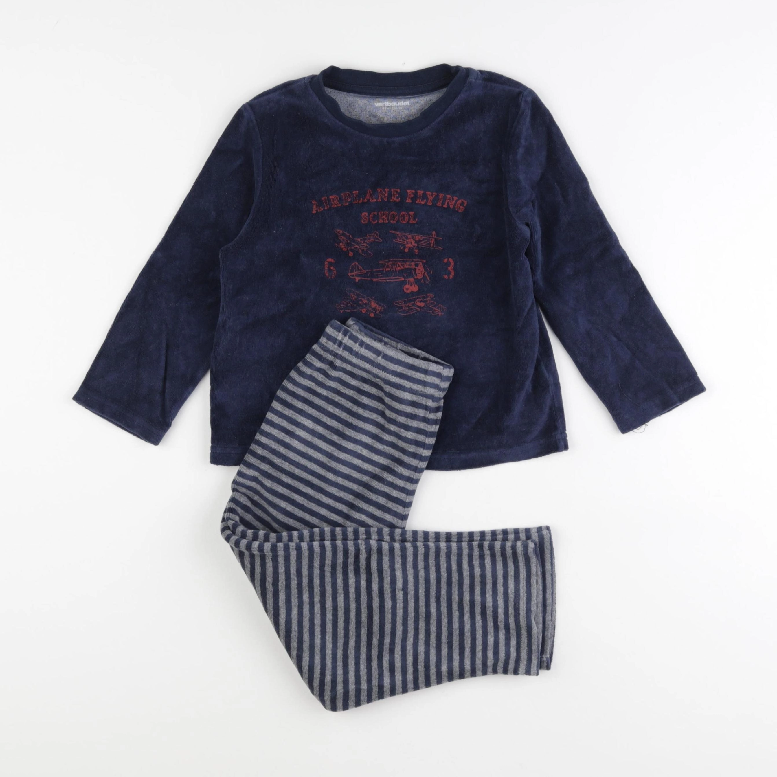 Vertbaudet - pyjama velours bleu - 4 ans
