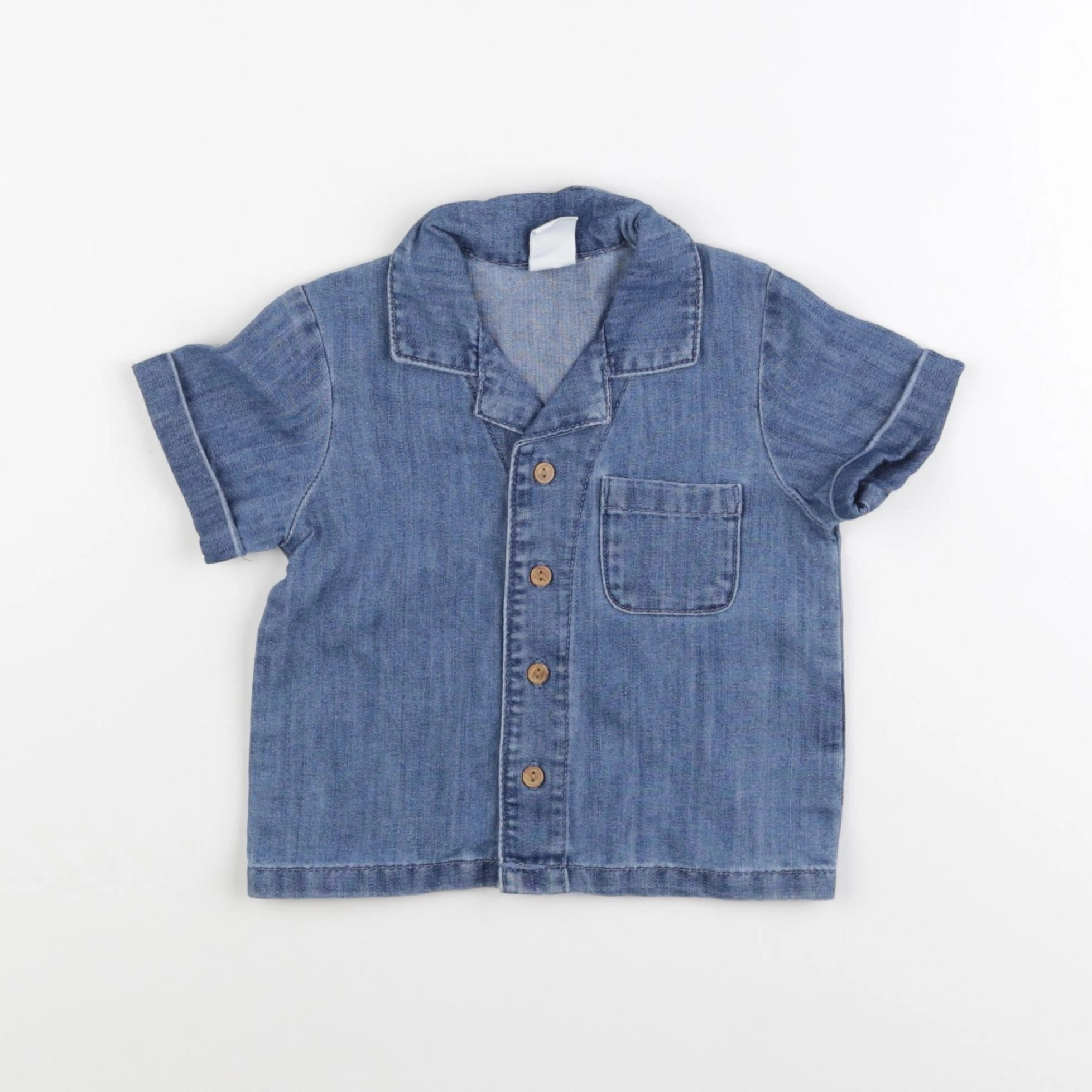 H&M - chemise bleu - 6/9 mois