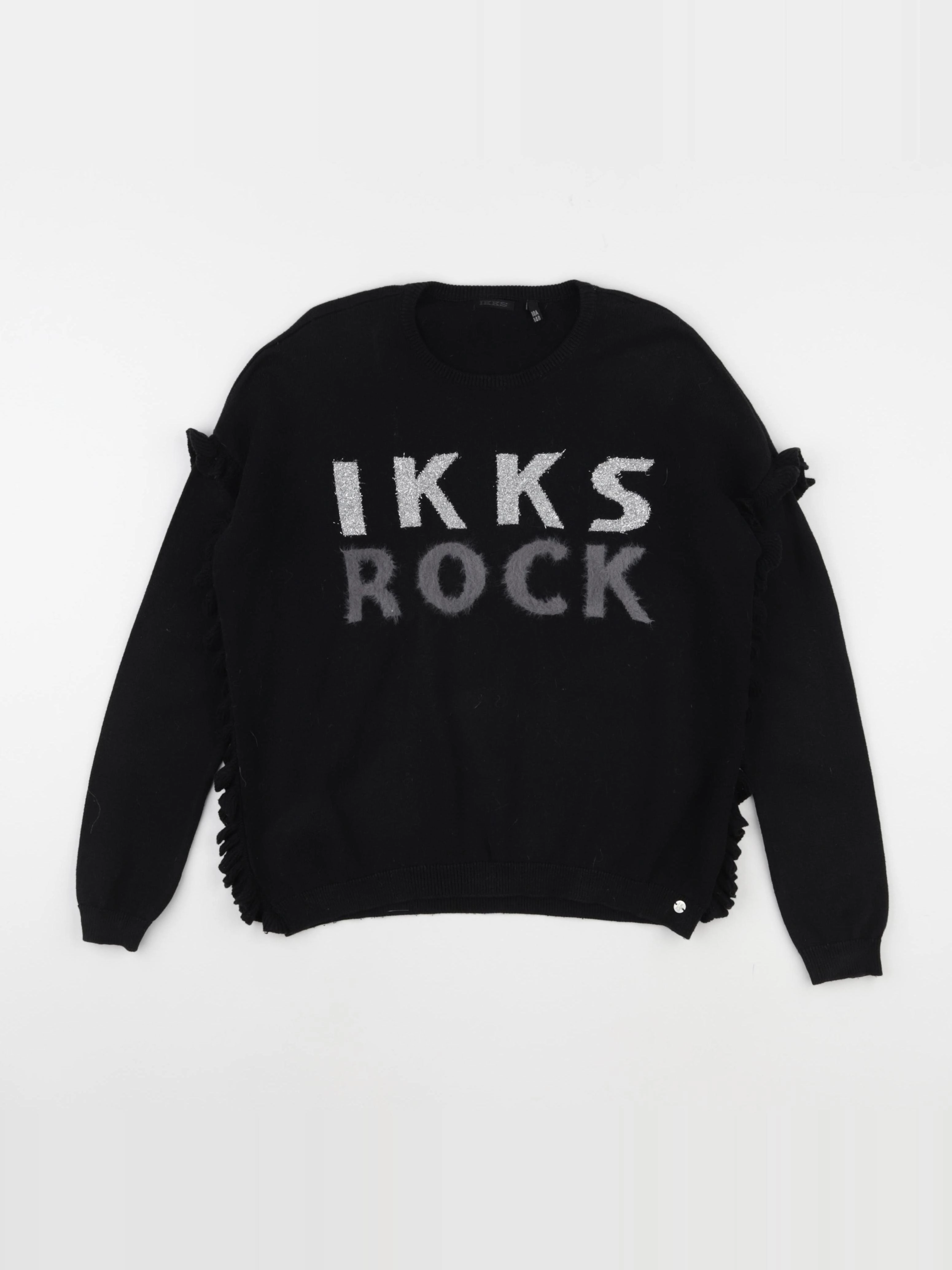 IKKS - pull noir, argent - 10 ans