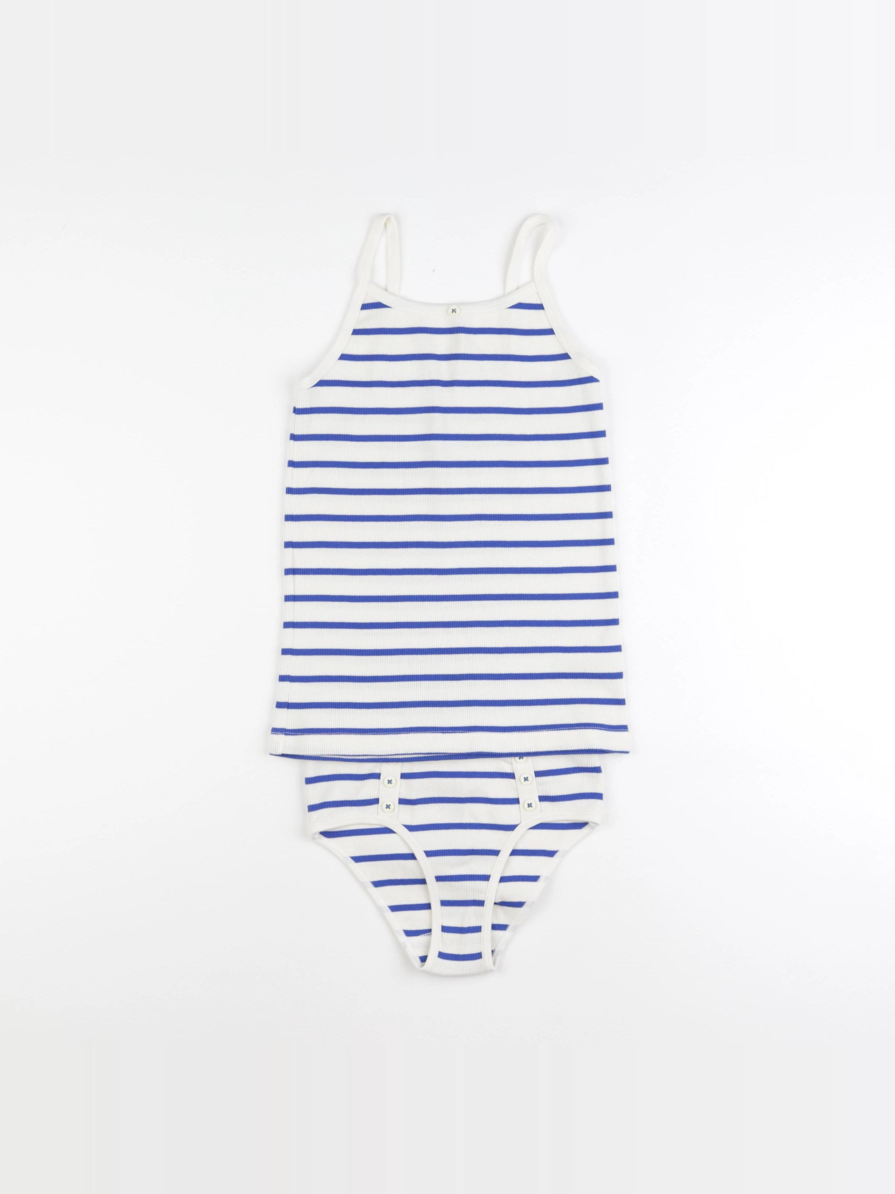 Petit Bateau - pyjama coton beige, bleu - 12 ans