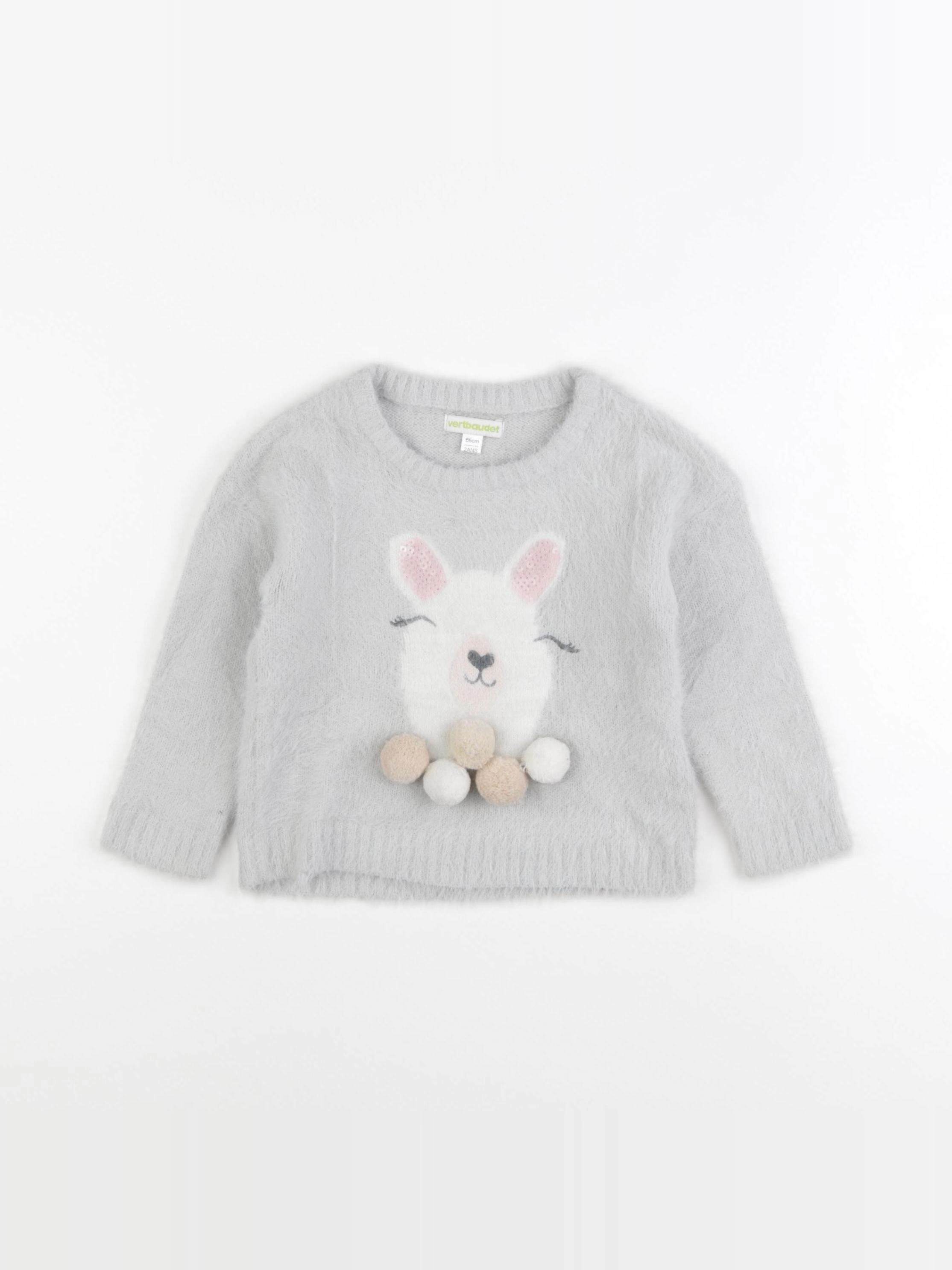 Vertbaudet - sweat gris, rose - 2 ans