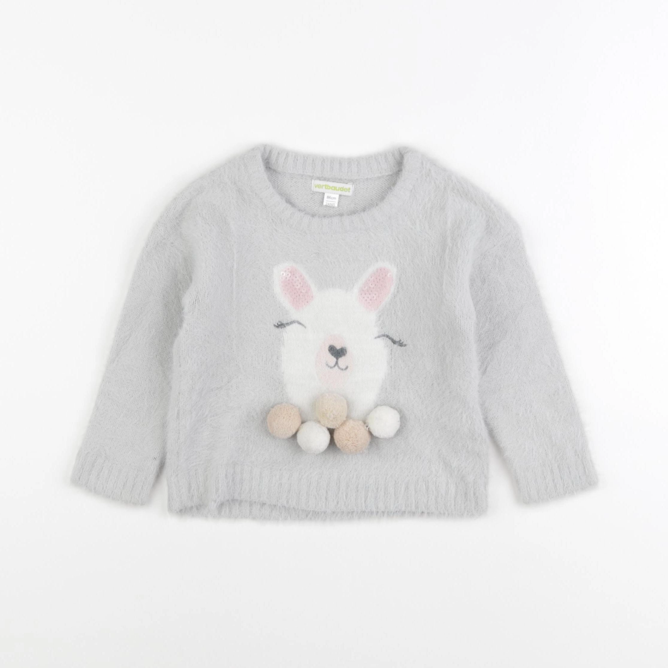 Vertbaudet - sweat gris, rose - 2 ans