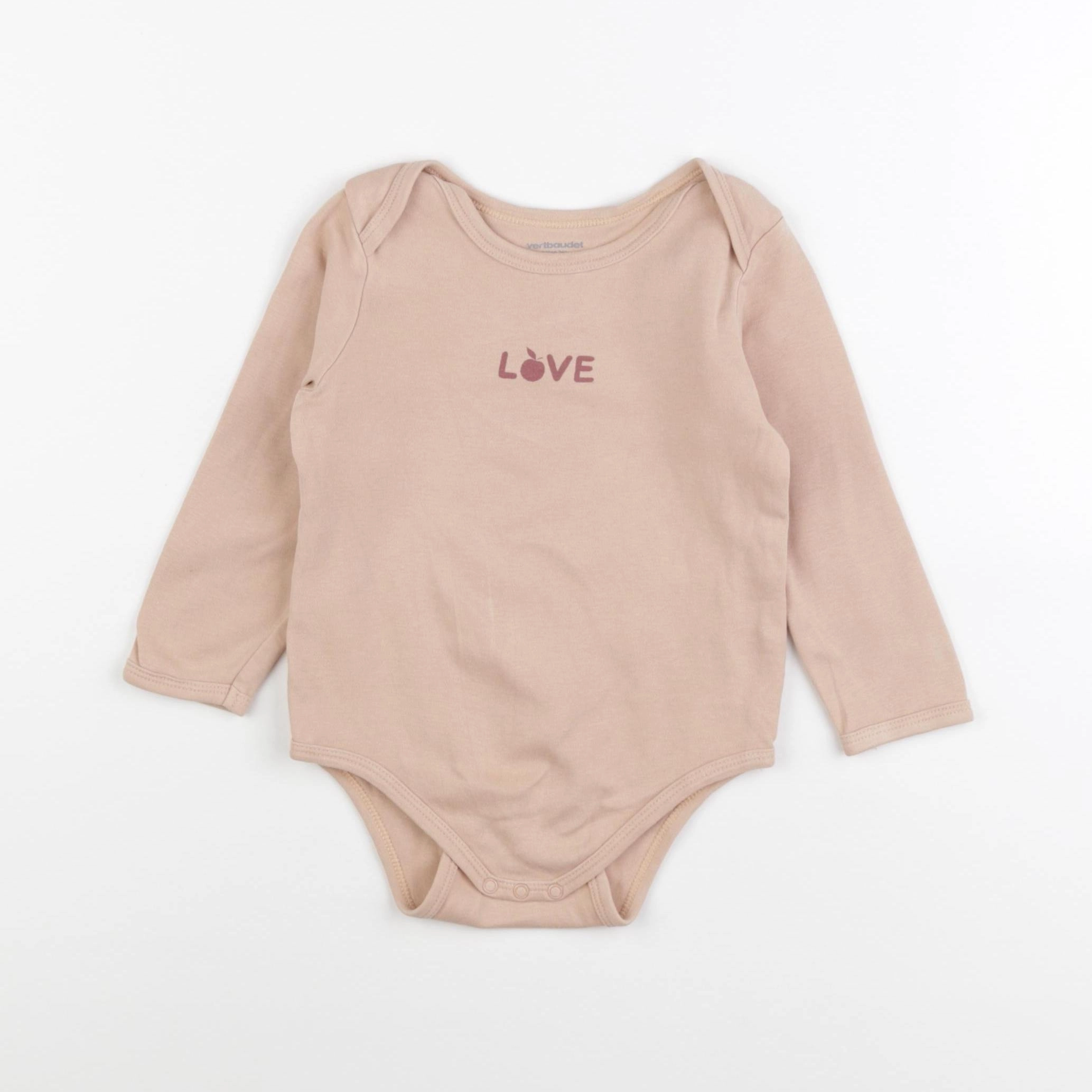 Vertbaudet - body rose, beige - 24 mois
