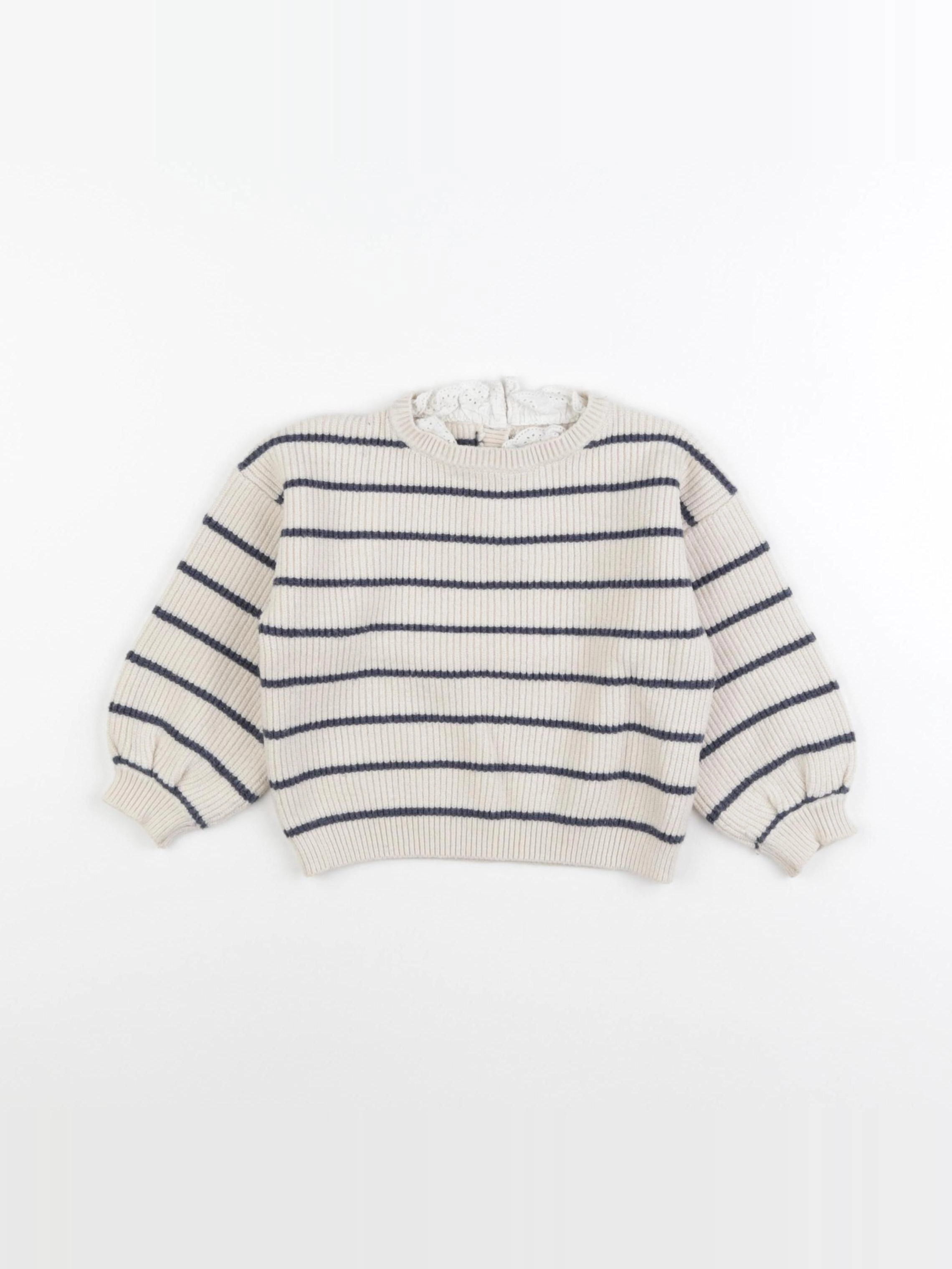 Vertbaudet - pull beige, bleu - 24 mois