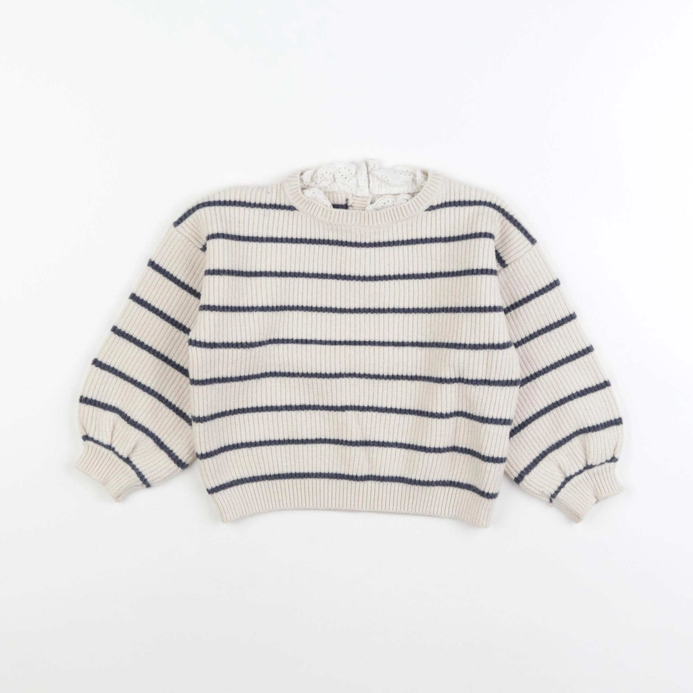 Vertbaudet - pull beige, bleu - 24 mois