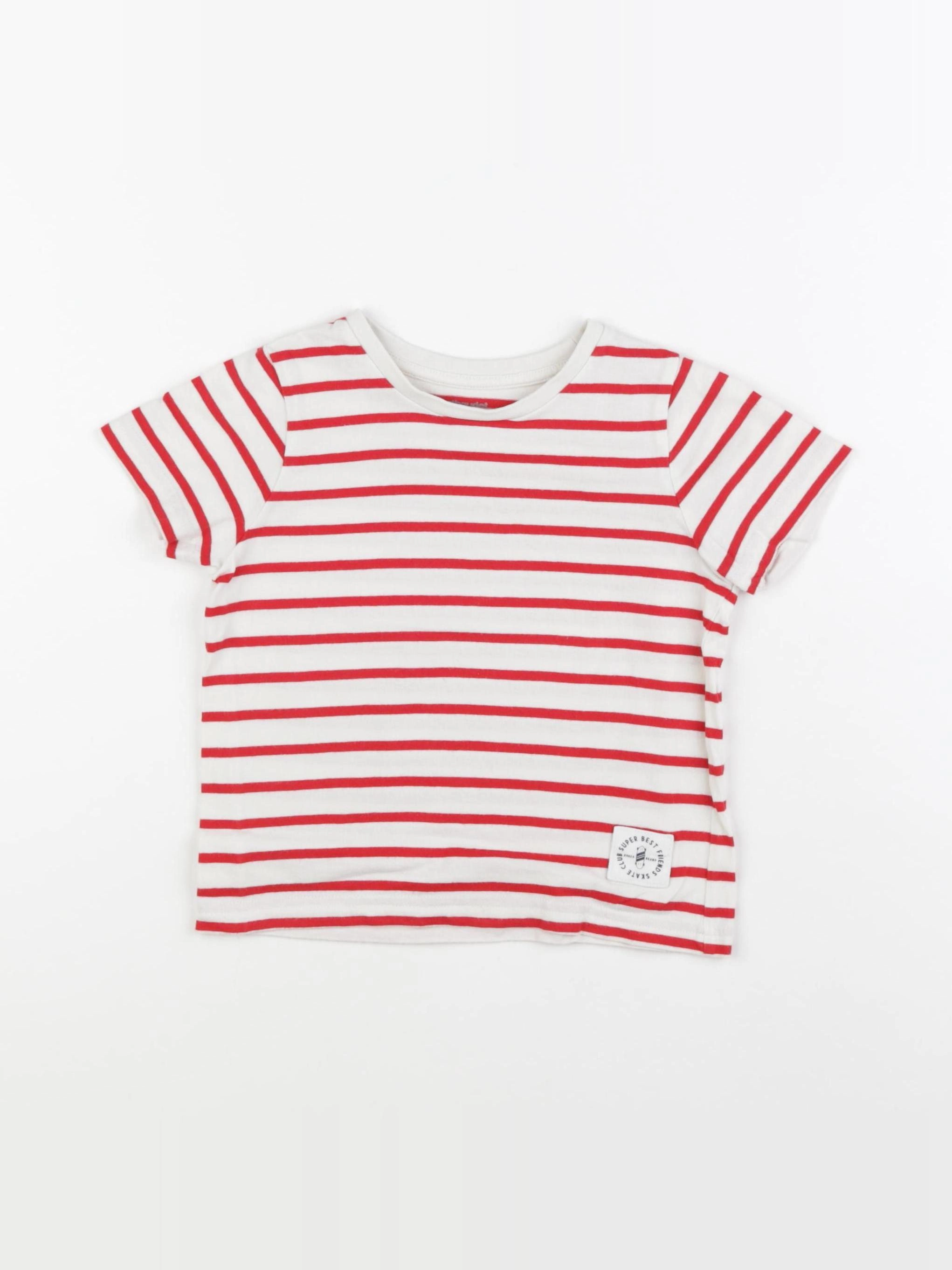 Vertbaudet - tee-shirt blanc, rouge - 4 ans