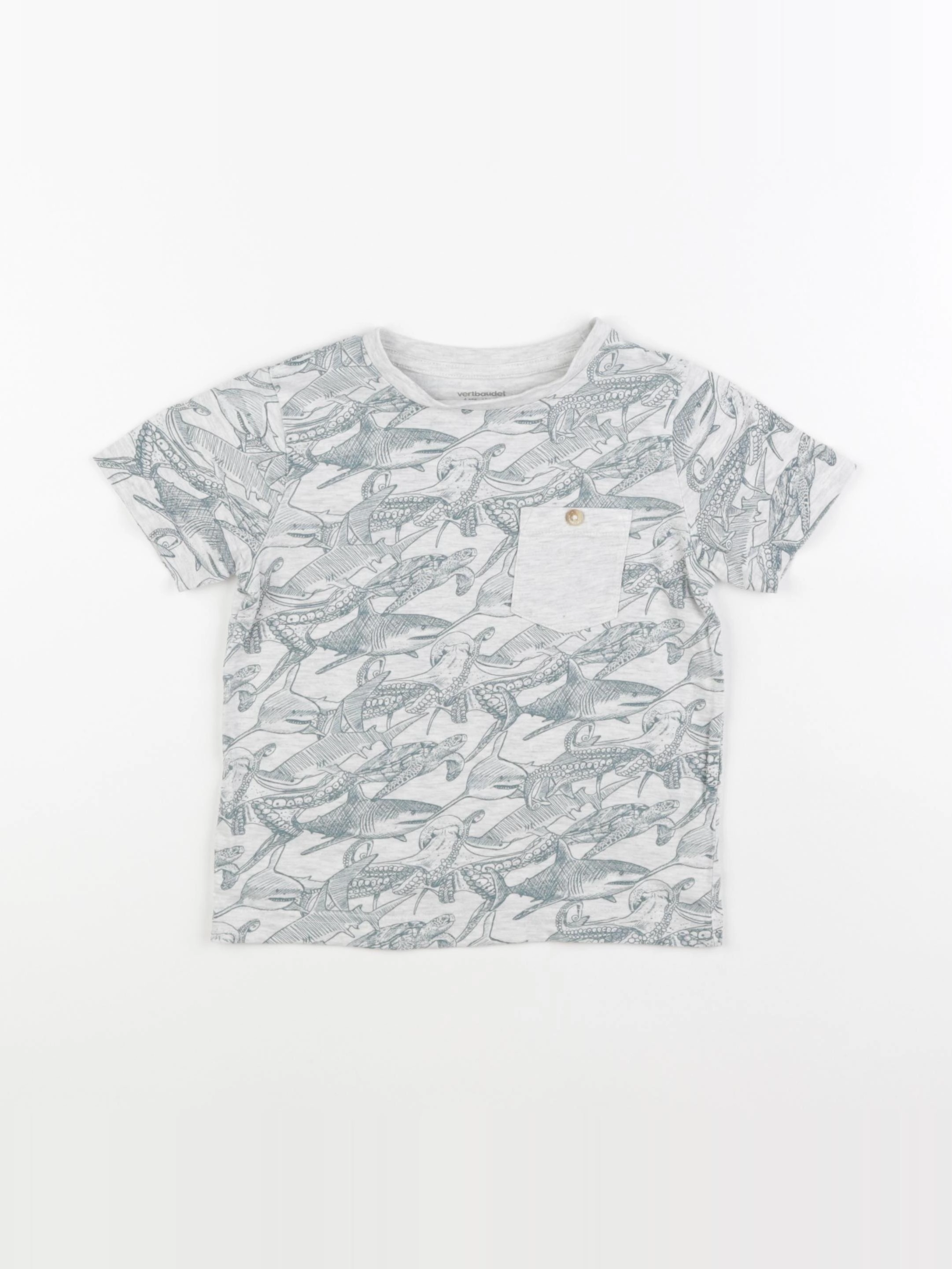 Vertbaudet - tee-shirt gris, vert - 4 ans