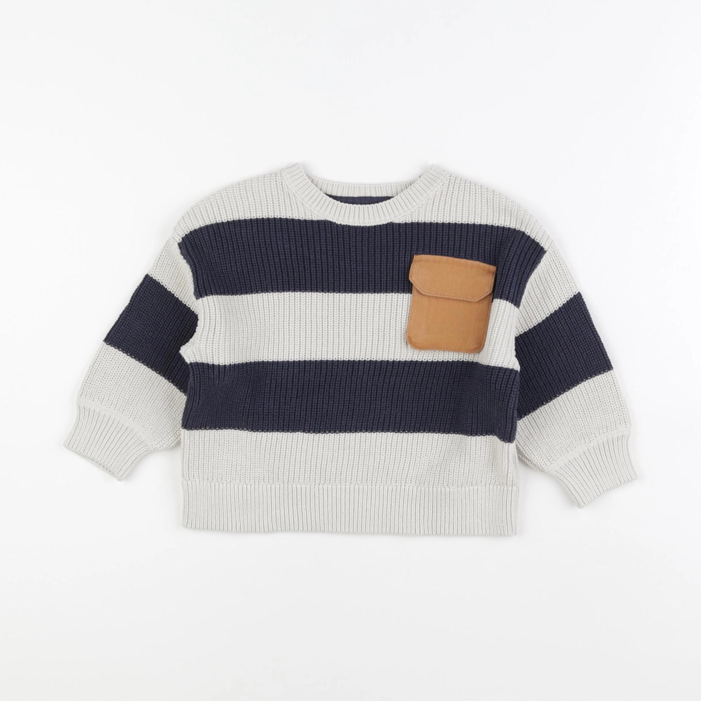 Vertbaudet - pull gris, bleu - 3 ans