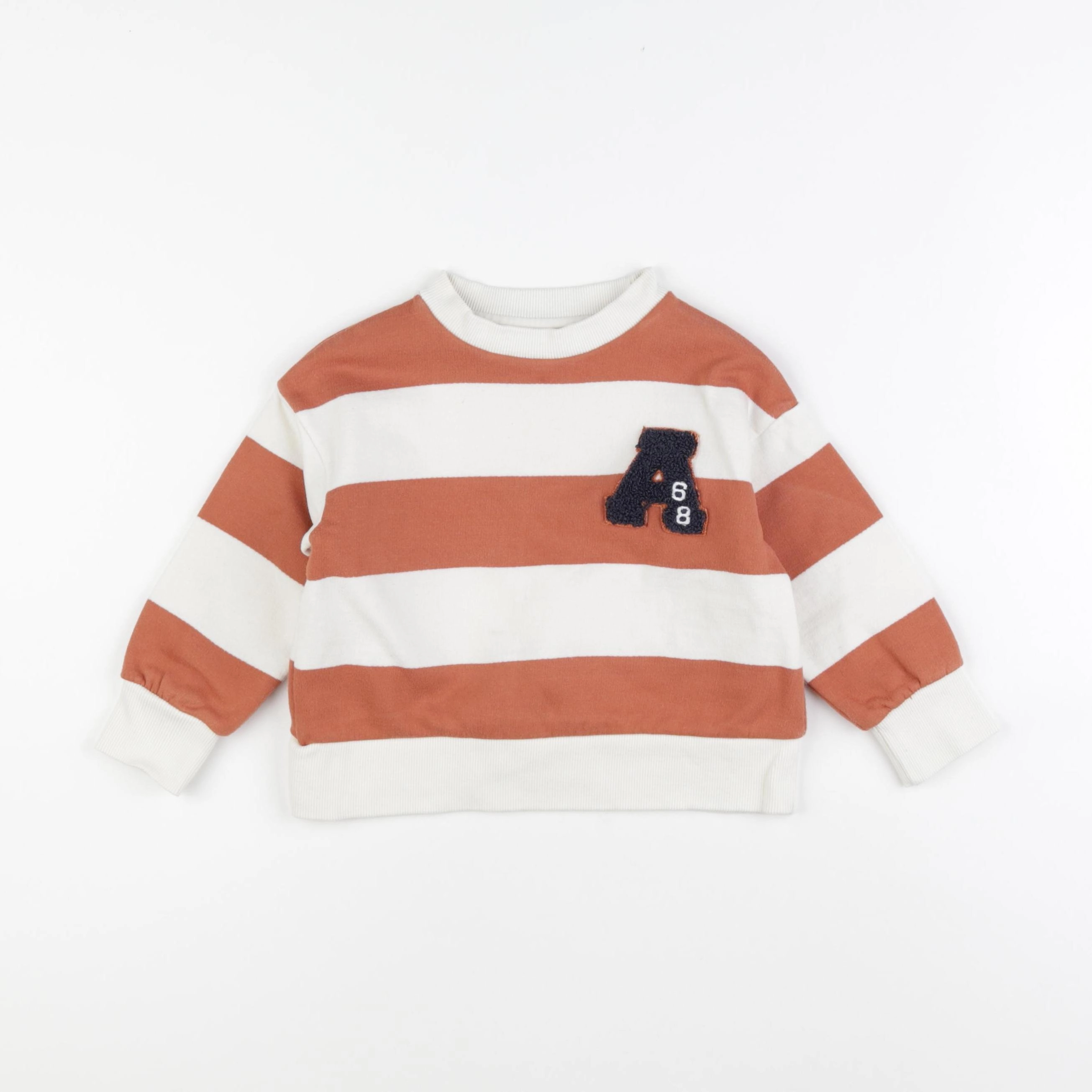 Vertbaudet - sweat marron, blanc - 3 ans