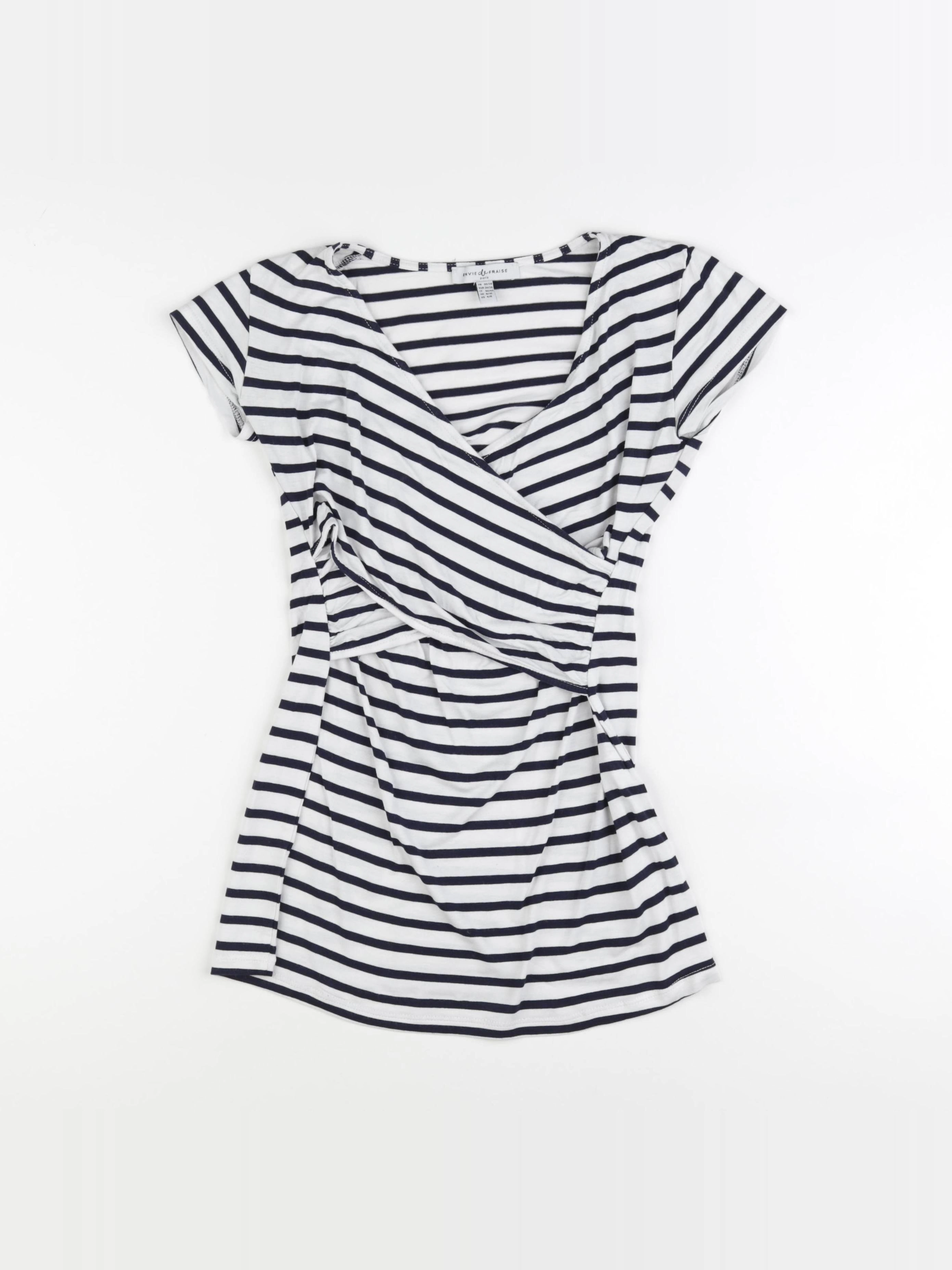 Envie de fraise - tee-shirt allaitement blanc, bleu - 36 à 38