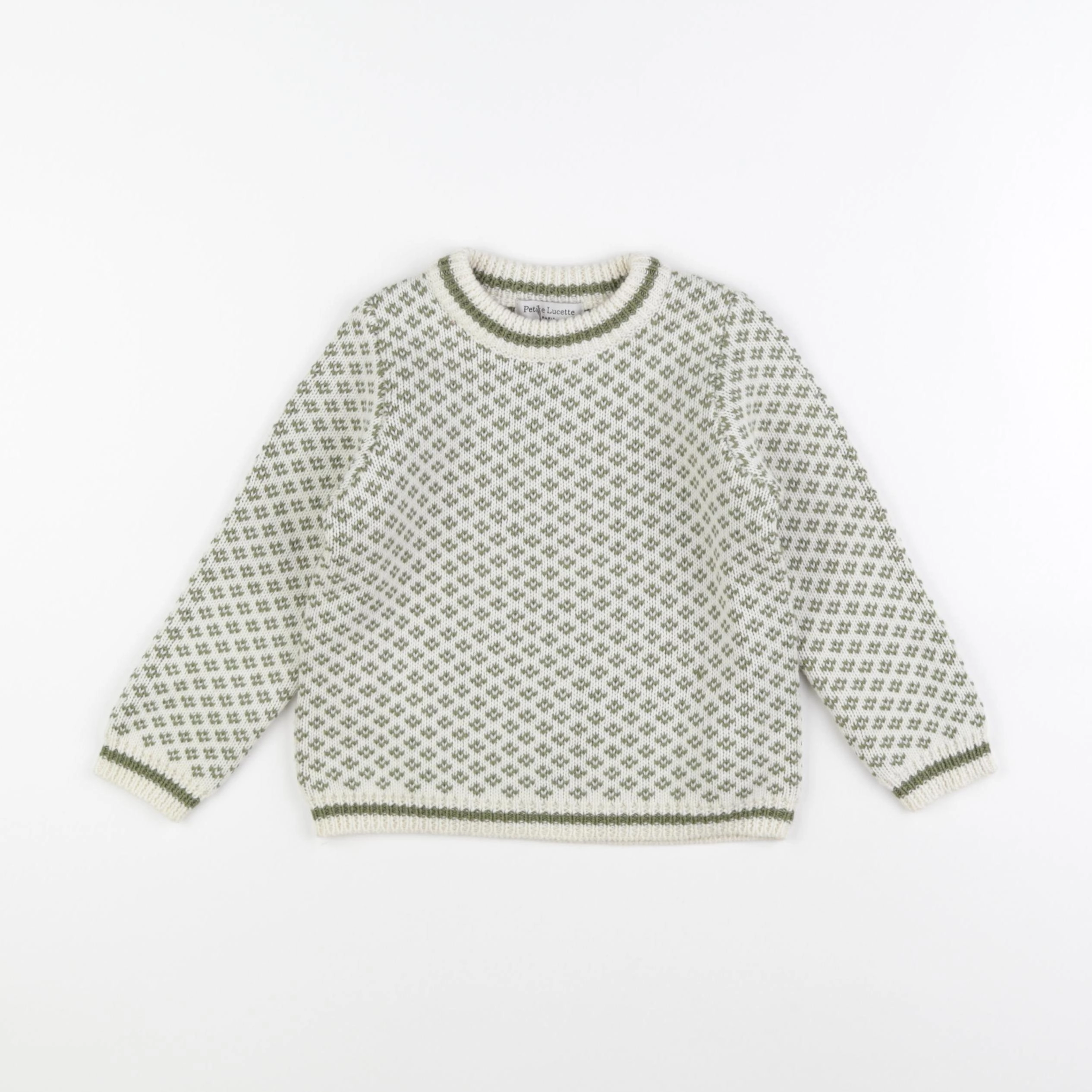 Petite Lucette - pull blanc, vert - 3 ans