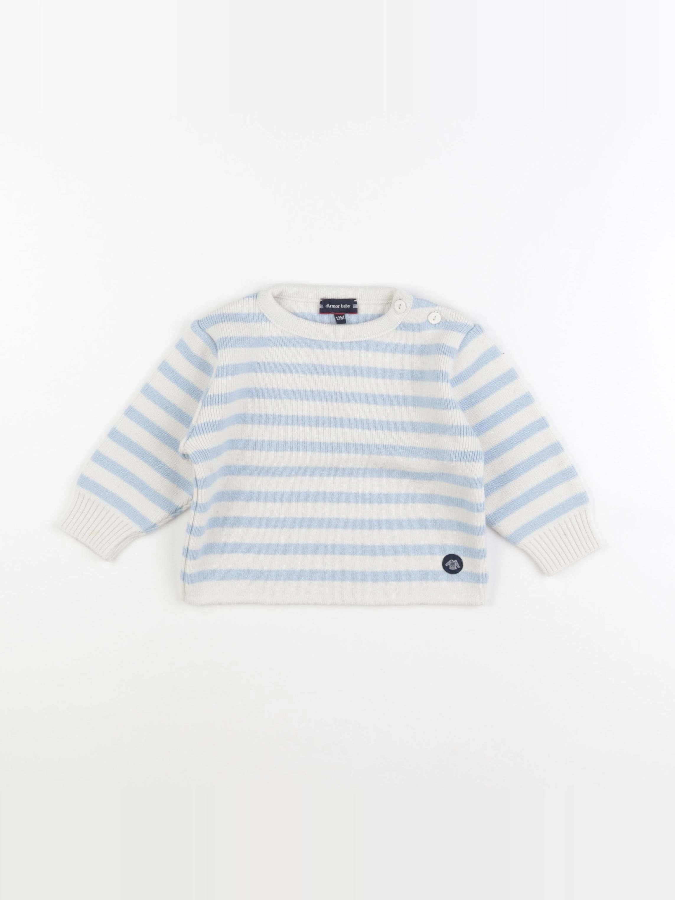 Armor Lux - pull blanc, bleu - 12 mois