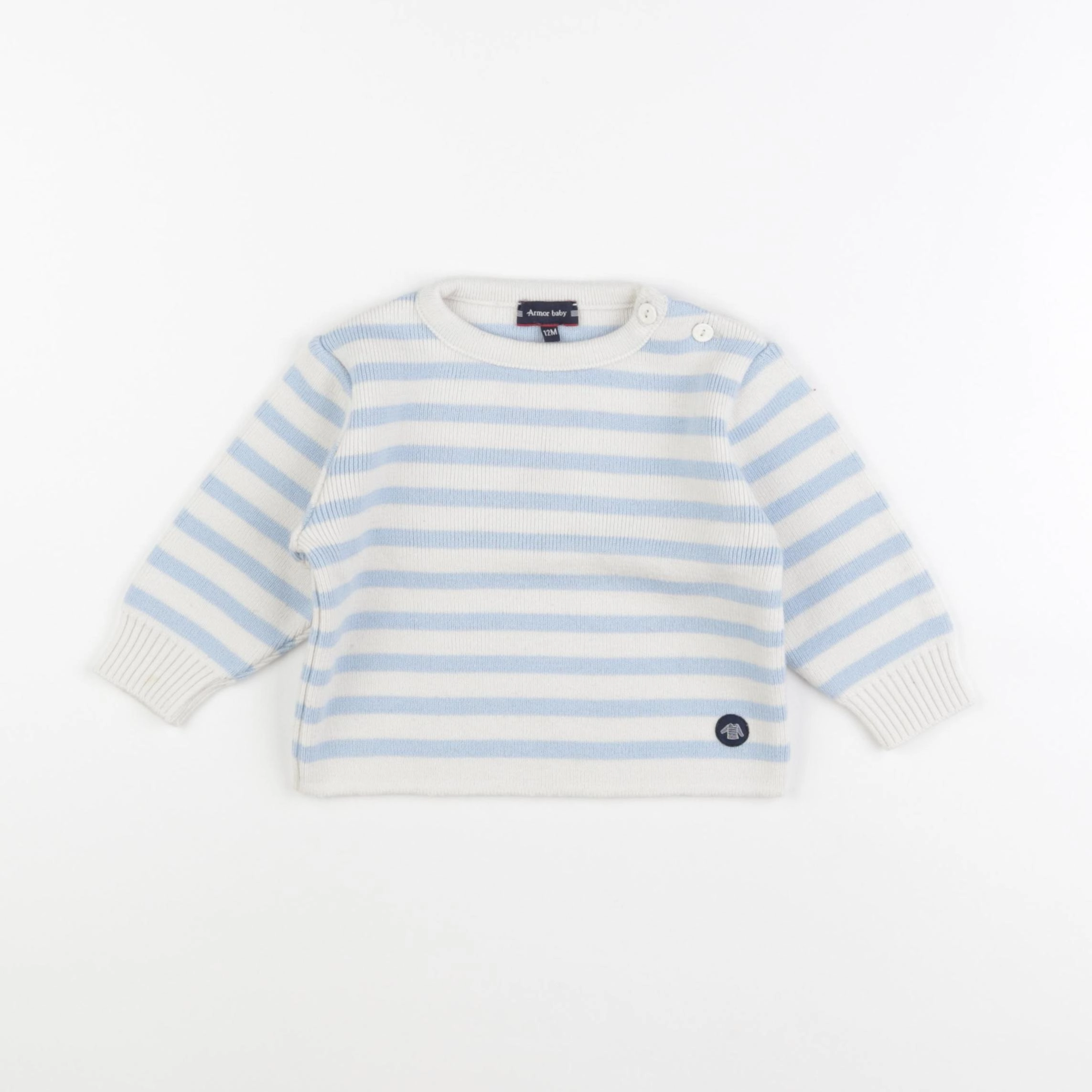 Armor Lux - pull blanc, bleu - 12 mois