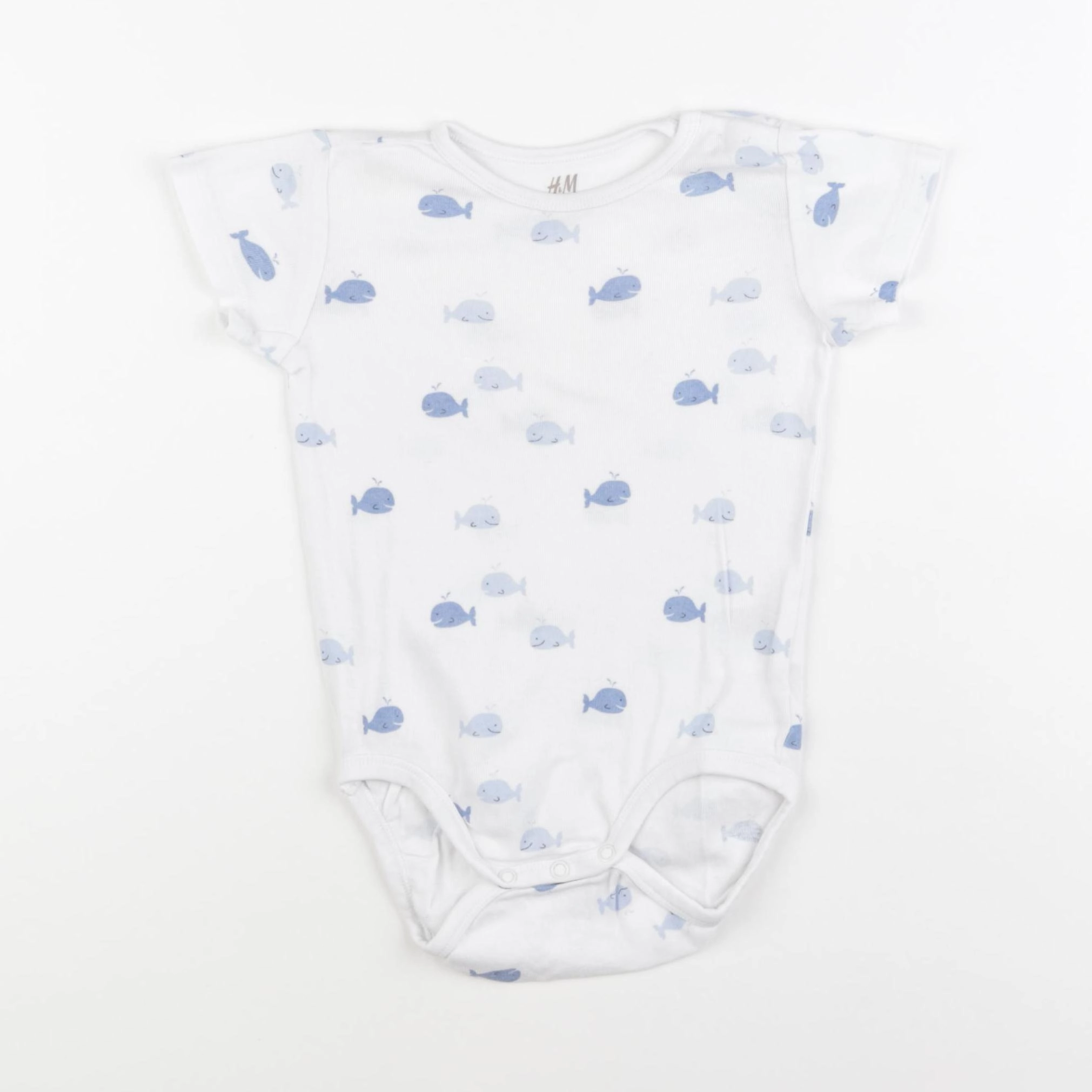 H&M - body blanc, bleu - 12/18 mois