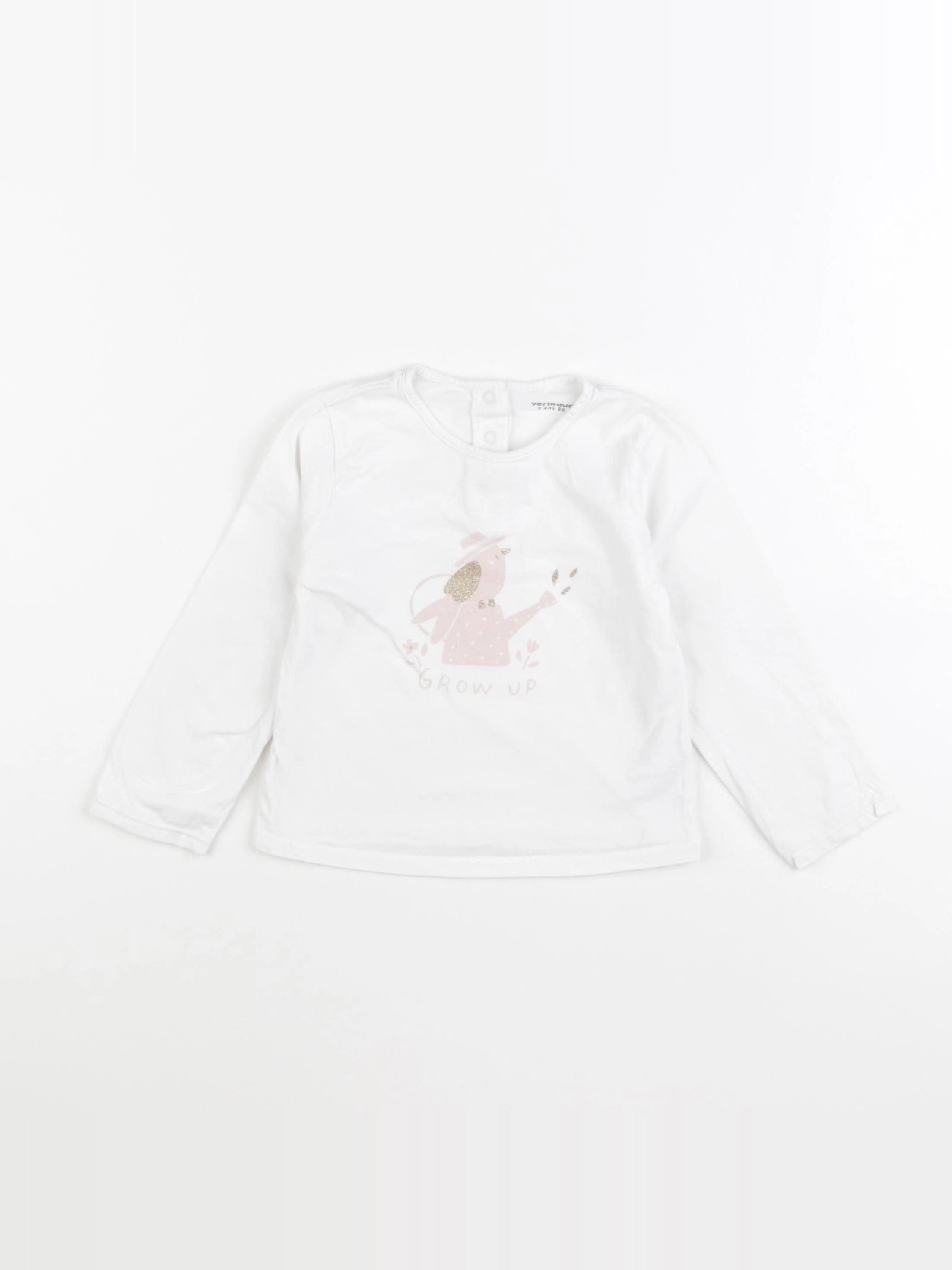 Vertbaudet - tee-shirt blanc - 2 ans