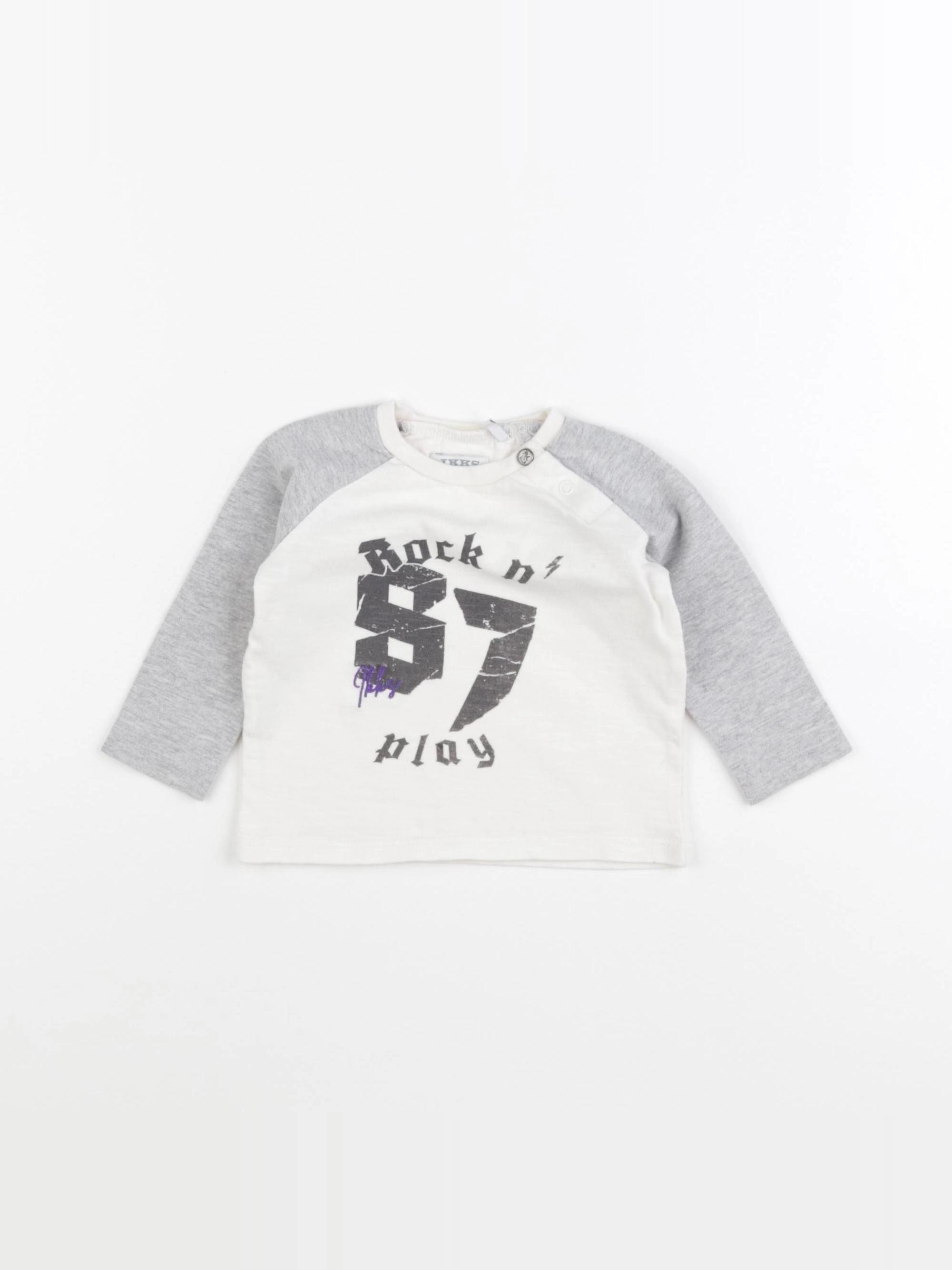 IKKS - tee-shirt blanc, gris - 6 mois