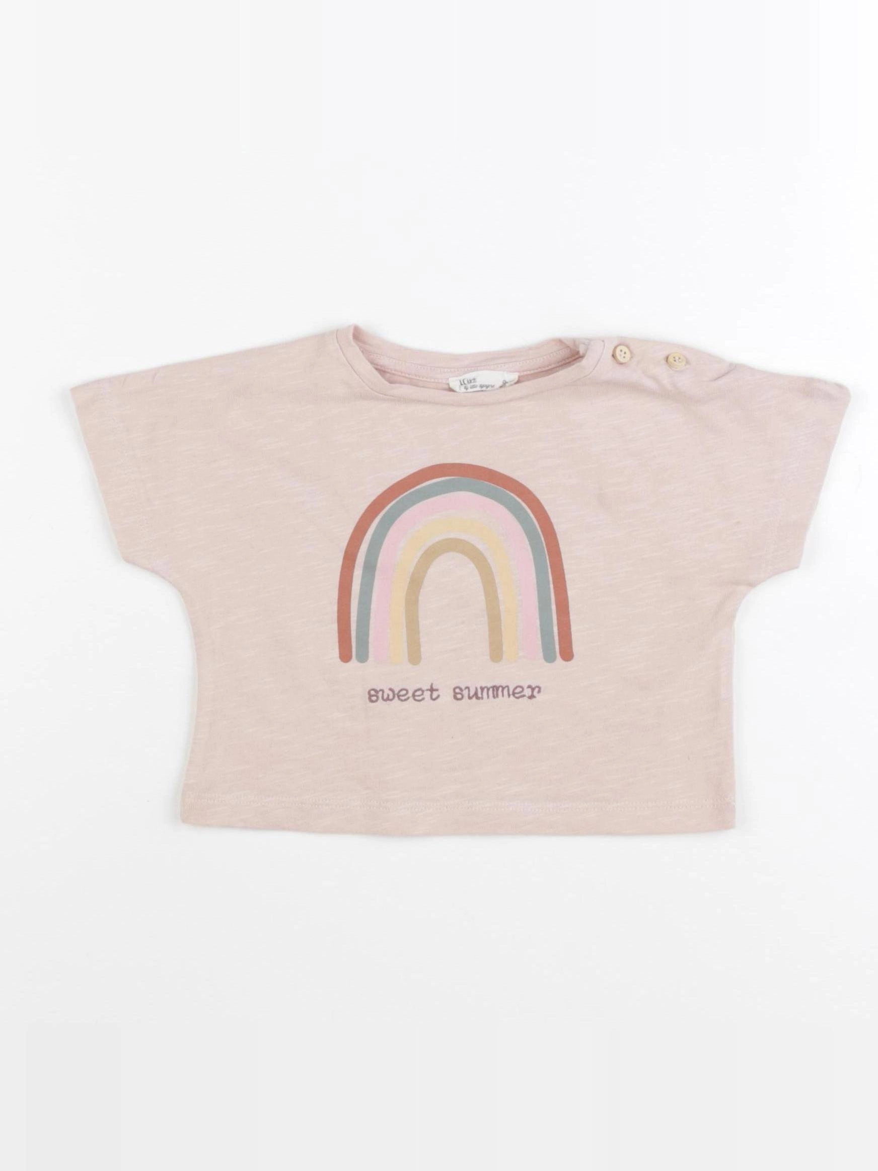 Little Cigogne - tee-shirt rose - 9 mois
