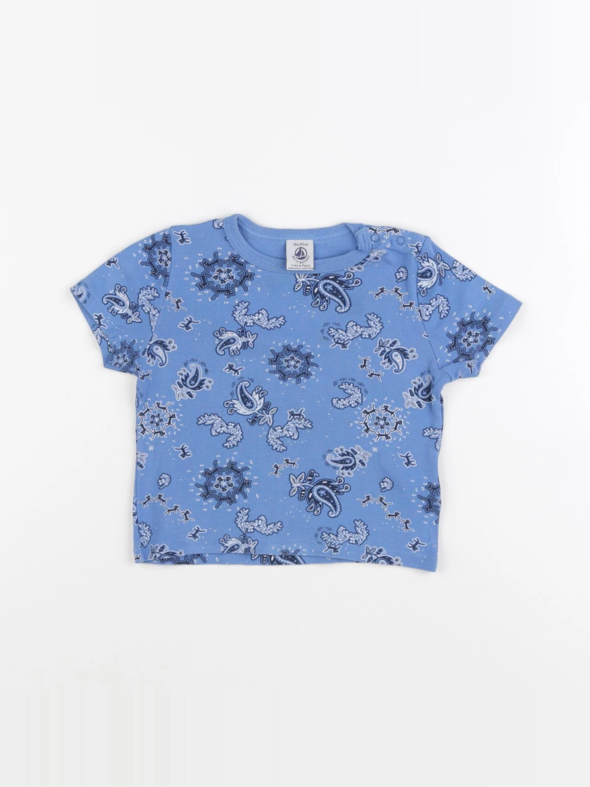Petit Bateau - tee-shirt bleu - 18 mois